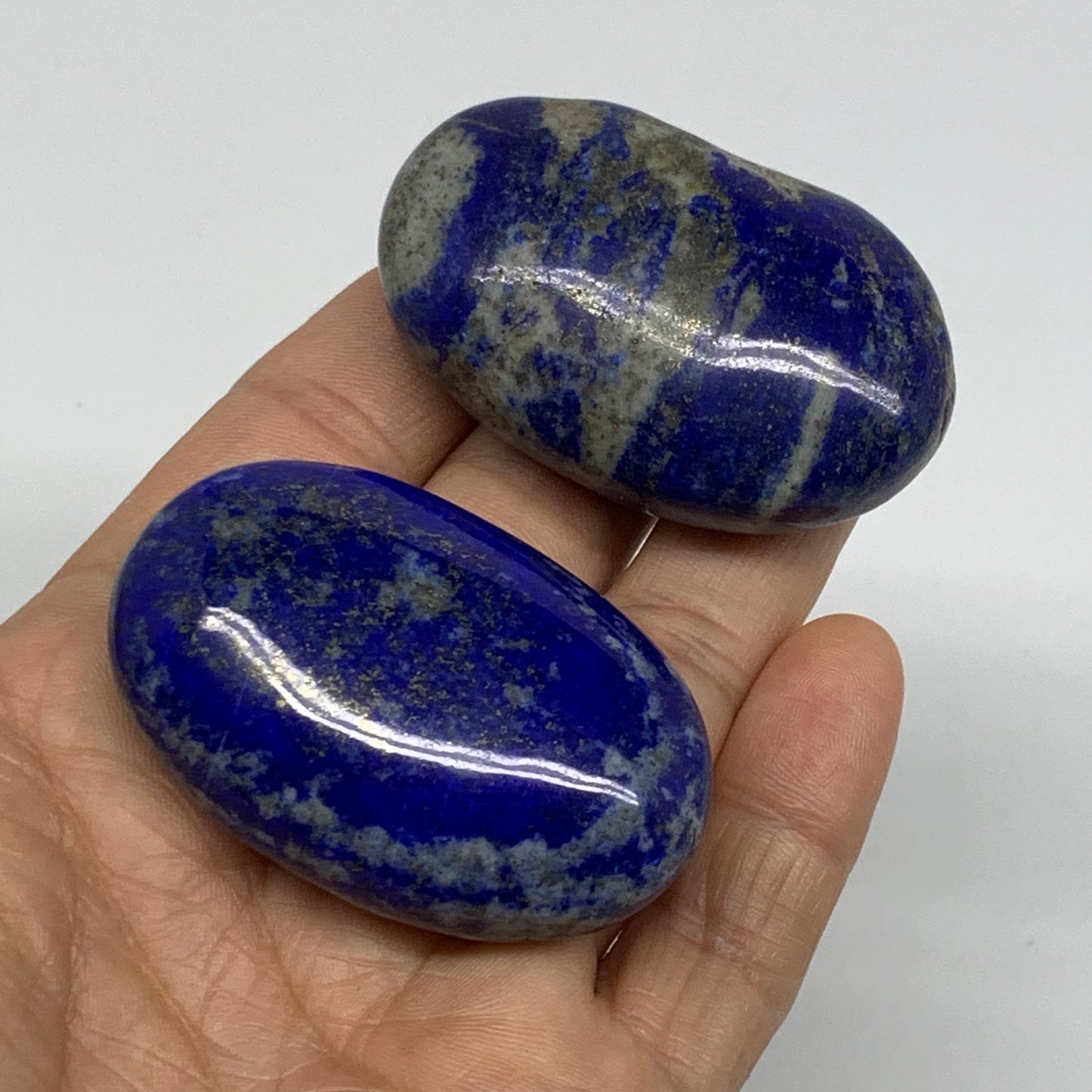 126.1g, 2.1"-2.1", 2pcs, Natural Lapis Lazuli Palm Stone @Afghanistan, B36926