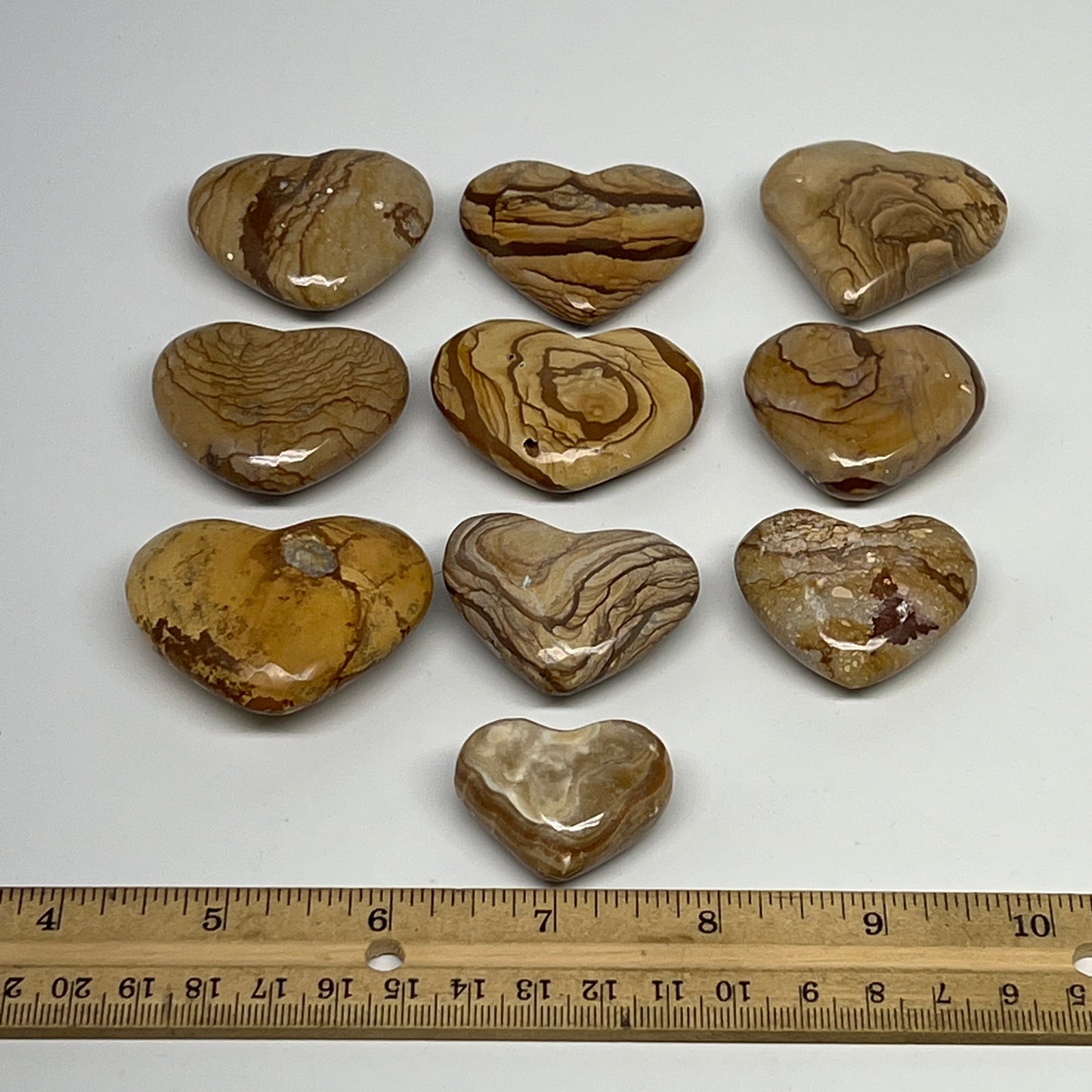 370g, 10 pcs, 1.1"- 1.7", Picture Jaspers Hearts from Morocco, B20093