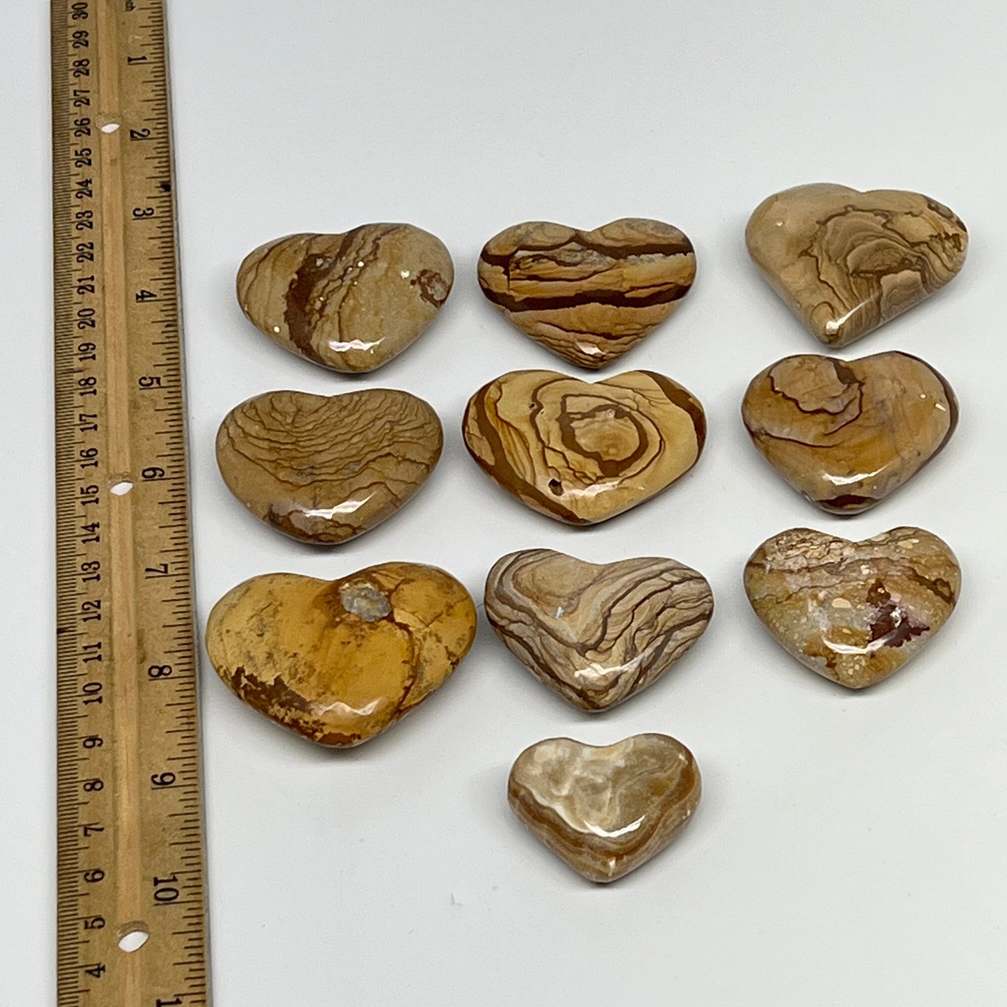 370g, 10 pcs, 1.1"- 1.7", Picture Jaspers Hearts from Morocco, B20093