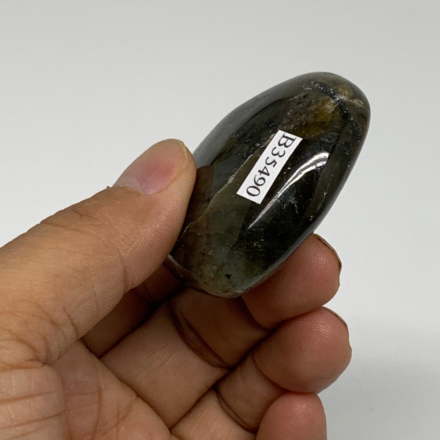 71.8g, 1.9"x2"x0.8", Natural Labradorite Heart Polished Crystal, B35490