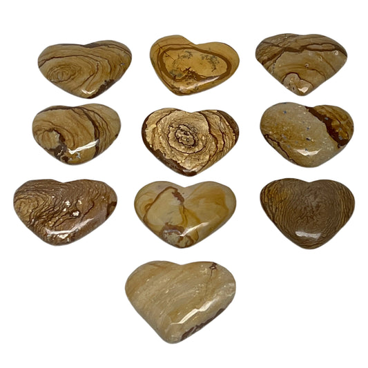 450g, 10 pcs, 1.5"- 1.8", Picture Jaspers Hearts from Morocco, B20094