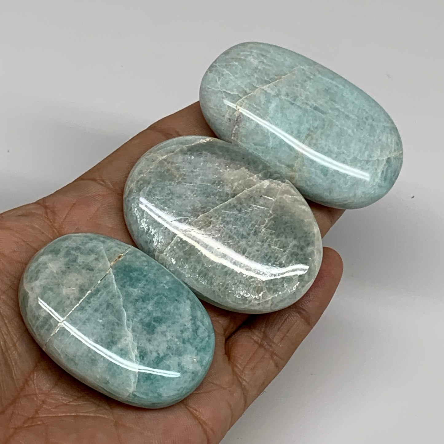 164.3g, 2"-2.4", 3pcs, Natural Amazonite Palm-Stone Tumbled Polished, B34721