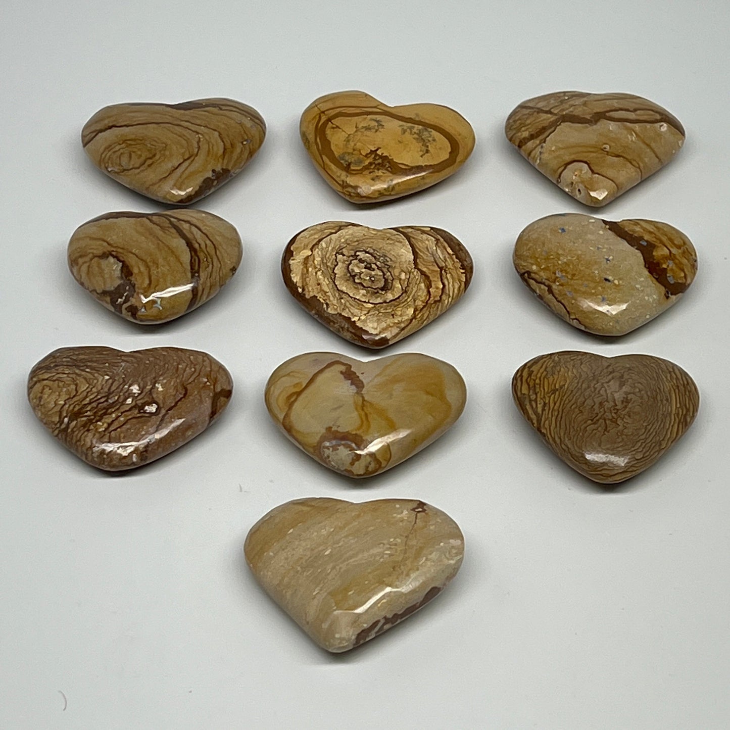 450g, 10 pcs, 1.5"- 1.8", Picture Jaspers Hearts from Morocco, B20094