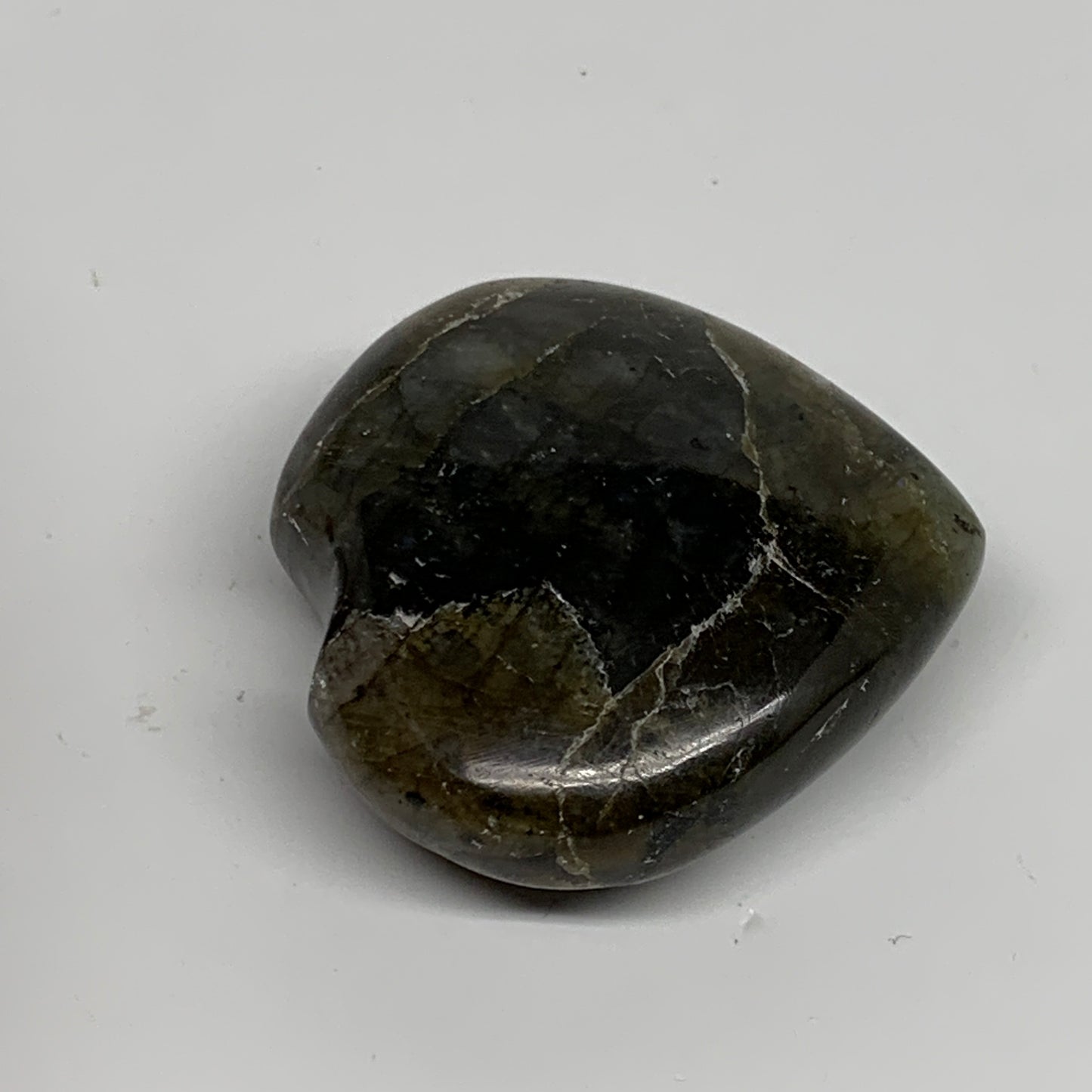 71.8g, 1.9"x2"x0.8", Natural Labradorite Heart Polished Crystal, B35490