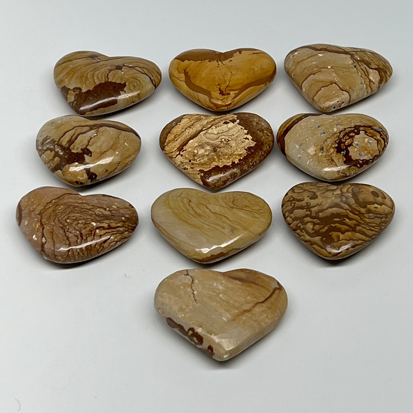 450g, 10 pcs, 1.5"- 1.8", Picture Jaspers Hearts from Morocco, B20094