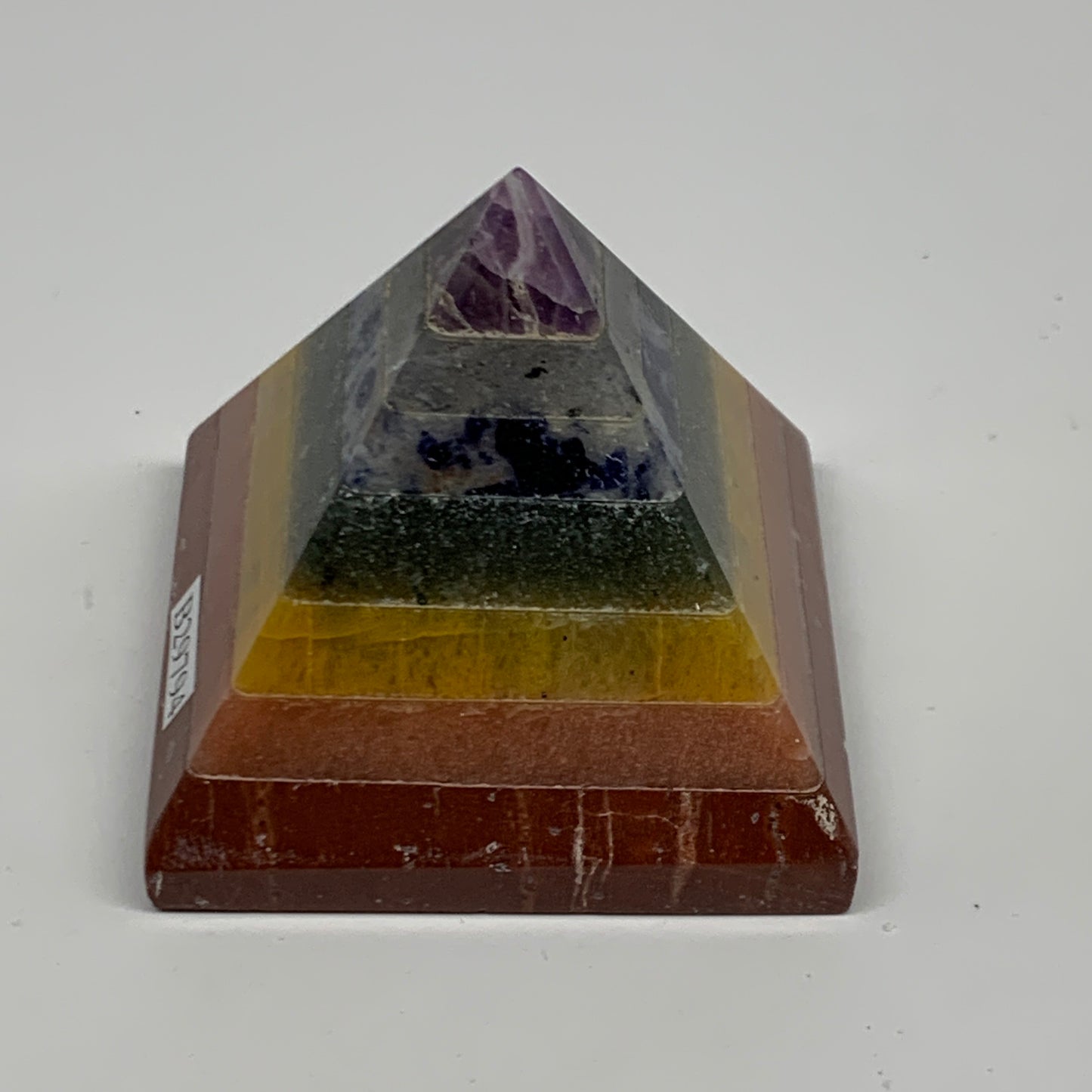 166.9g, 2"x2.2", 7 Chakra Pyramid Bonded Gemstone,Healing Crystal, B29794