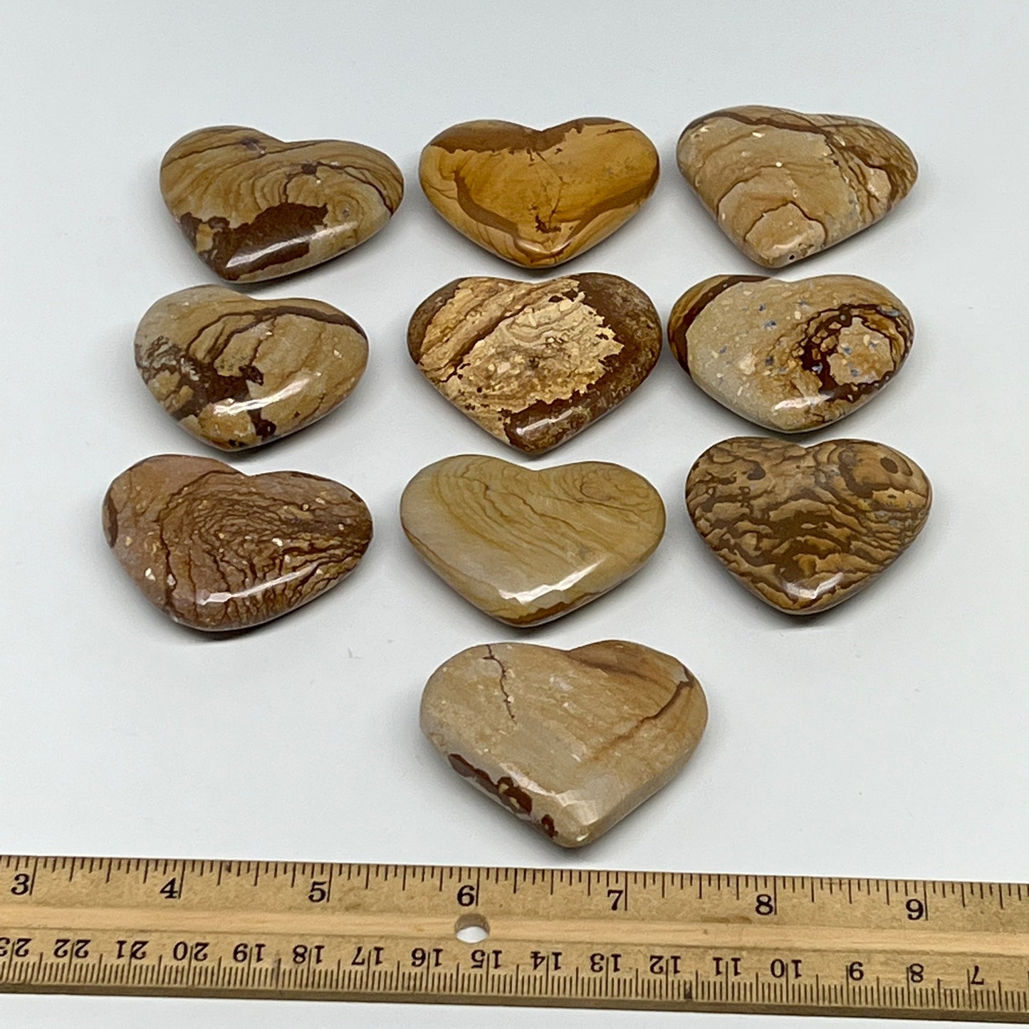 450g, 10 pcs, 1.5"- 1.8", Picture Jaspers Hearts from Morocco, B20094