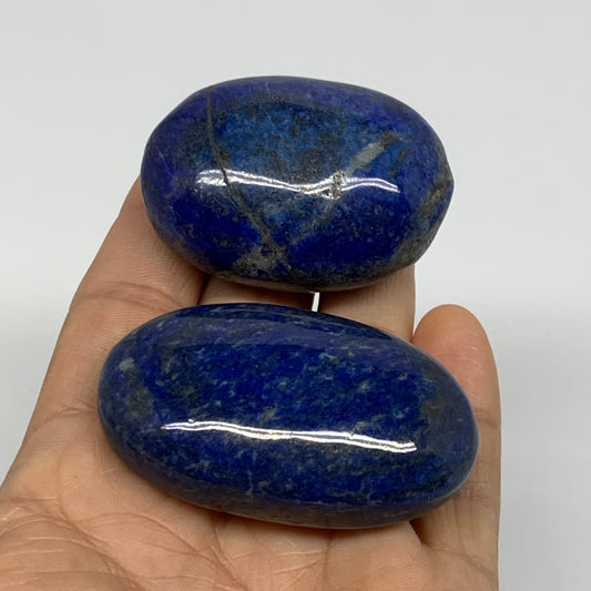 136g, 1.9"-2.2", 2pcs, Natural Lapis Lazuli Palm Stone @Afghanistan, B36927