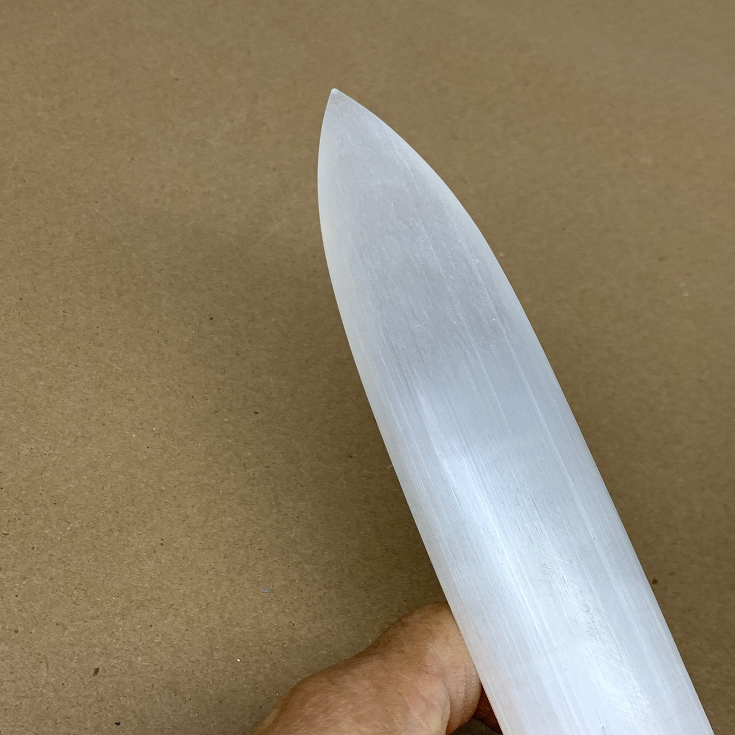 222g, 11.5"x1.5"x0.5", Natural Selenite Crystal Dagger (Satin Spar), B36044