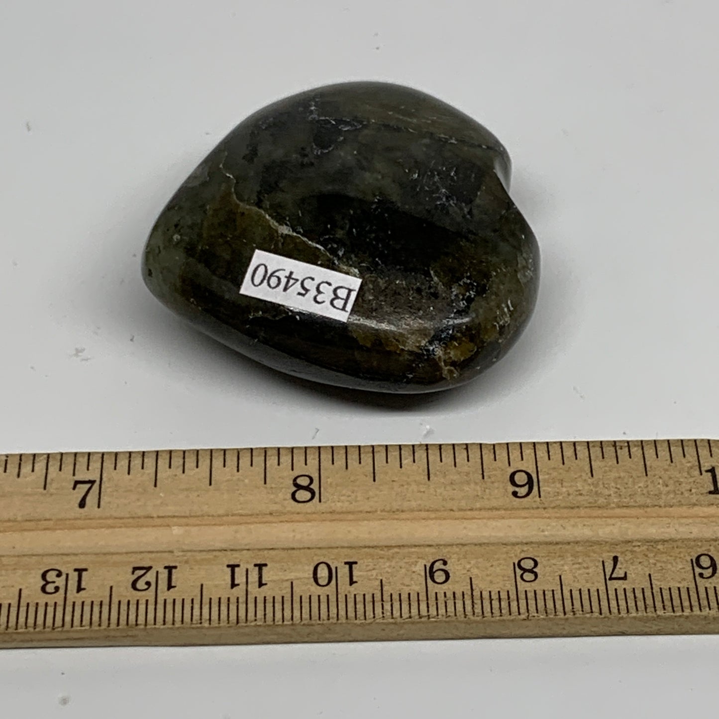 71.8g, 1.9"x2"x0.8", Natural Labradorite Heart Polished Crystal, B35490