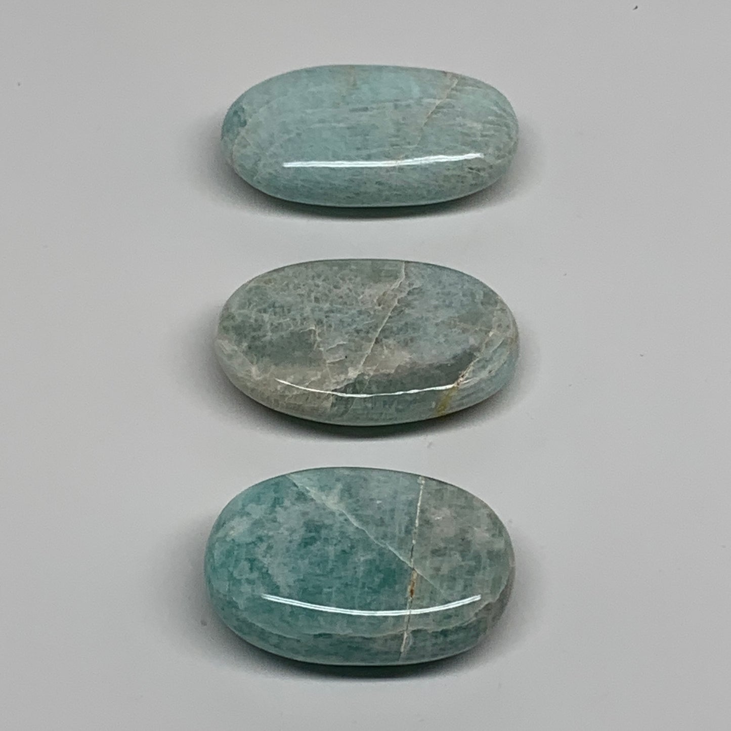 164.3g, 2"-2.4", 3pcs, Natural Amazonite Palm-Stone Tumbled Polished, B34721