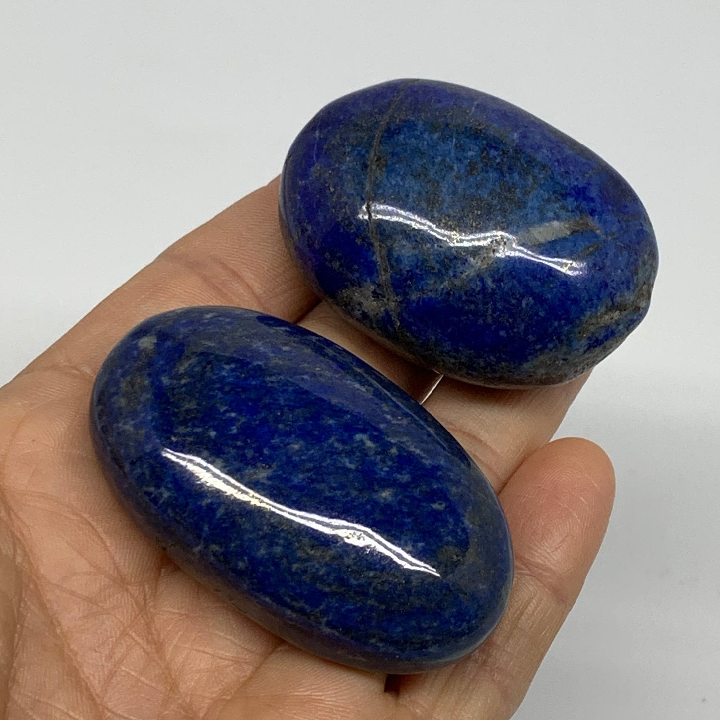 136g, 1.9"-2.2", 2pcs, Natural Lapis Lazuli Palm Stone @Afghanistan, B36927
