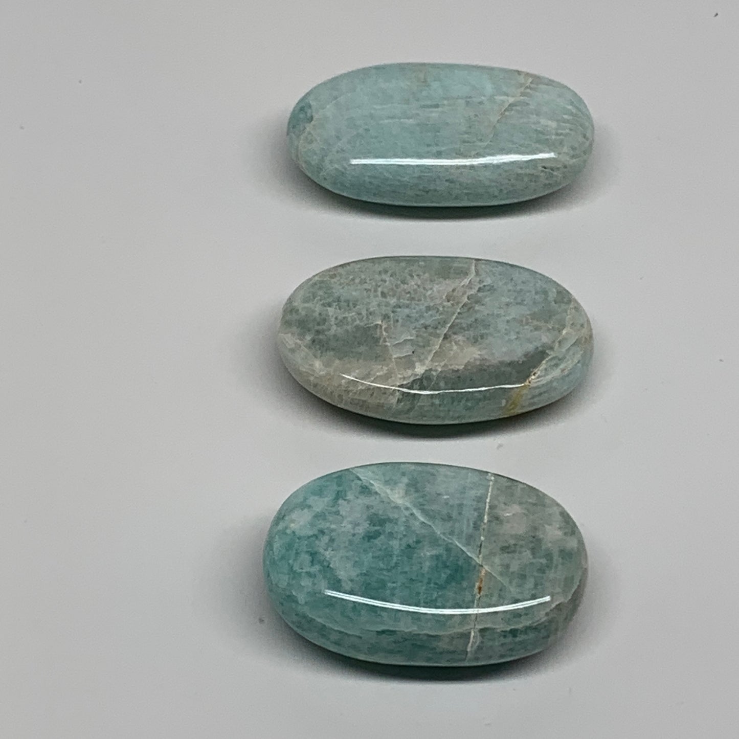 164.3g, 2"-2.4", 3pcs, Natural Amazonite Palm-Stone Tumbled Polished, B34721