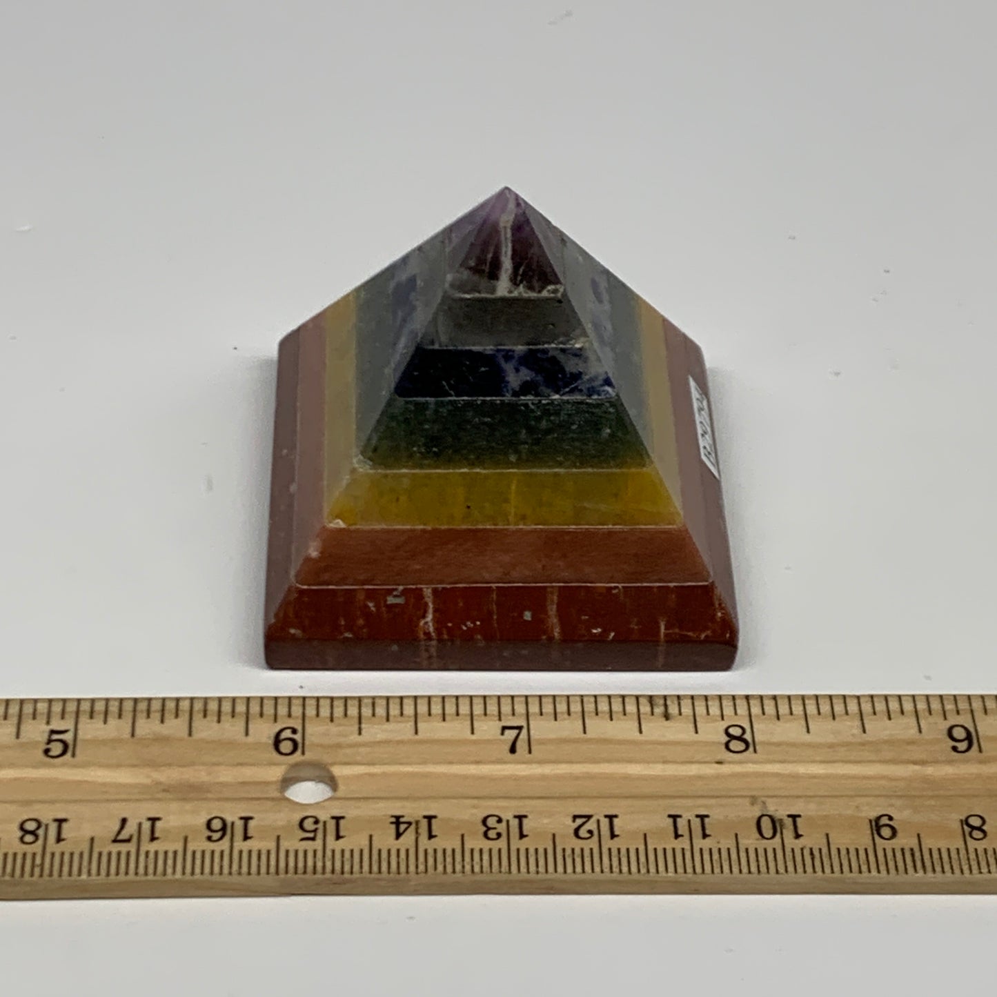 166.9g, 2"x2.2", 7 Chakra Pyramid Bonded Gemstone,Healing Crystal, B29794