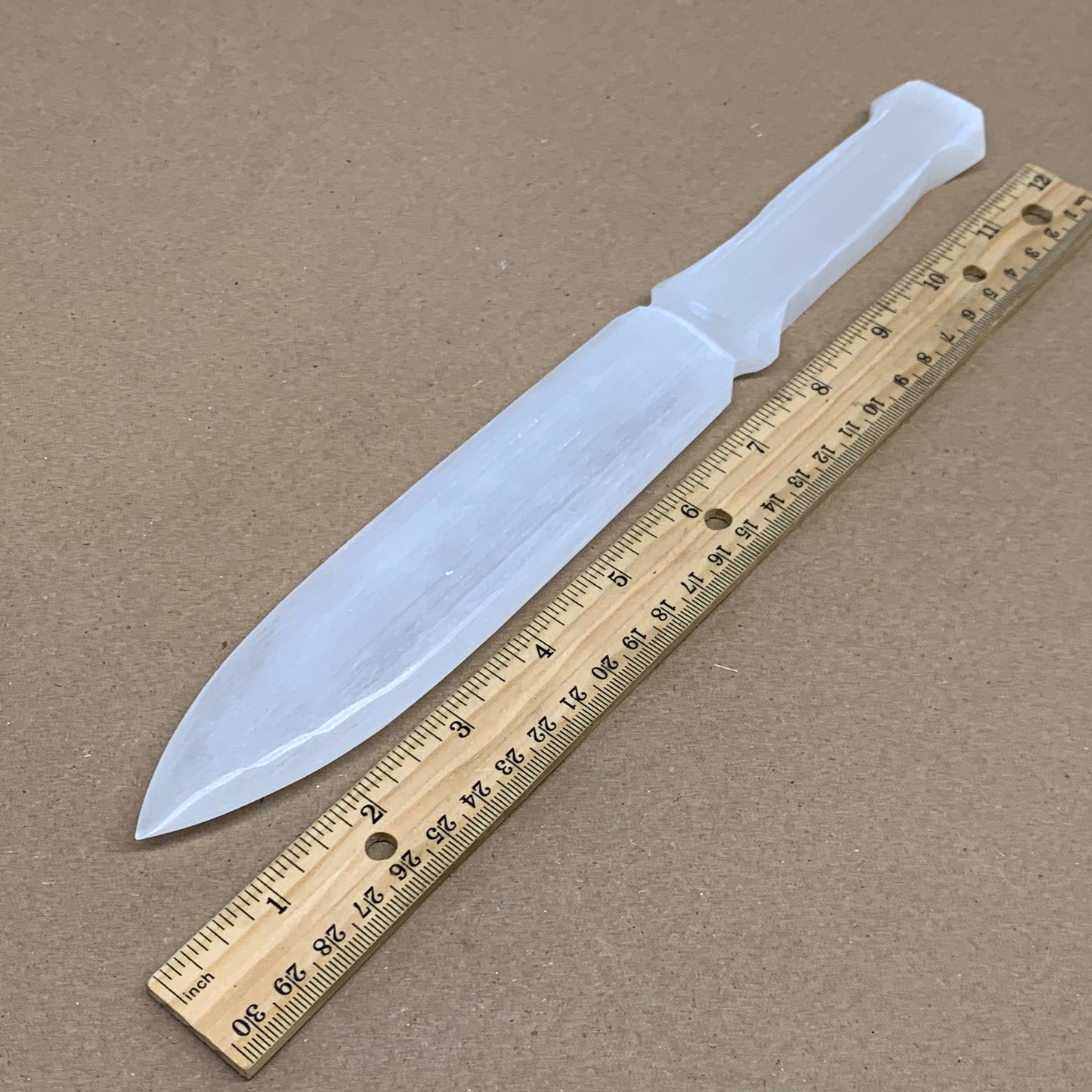 222g, 11.5"x1.5"x0.5", Natural Selenite Crystal Dagger (Satin Spar), B36044