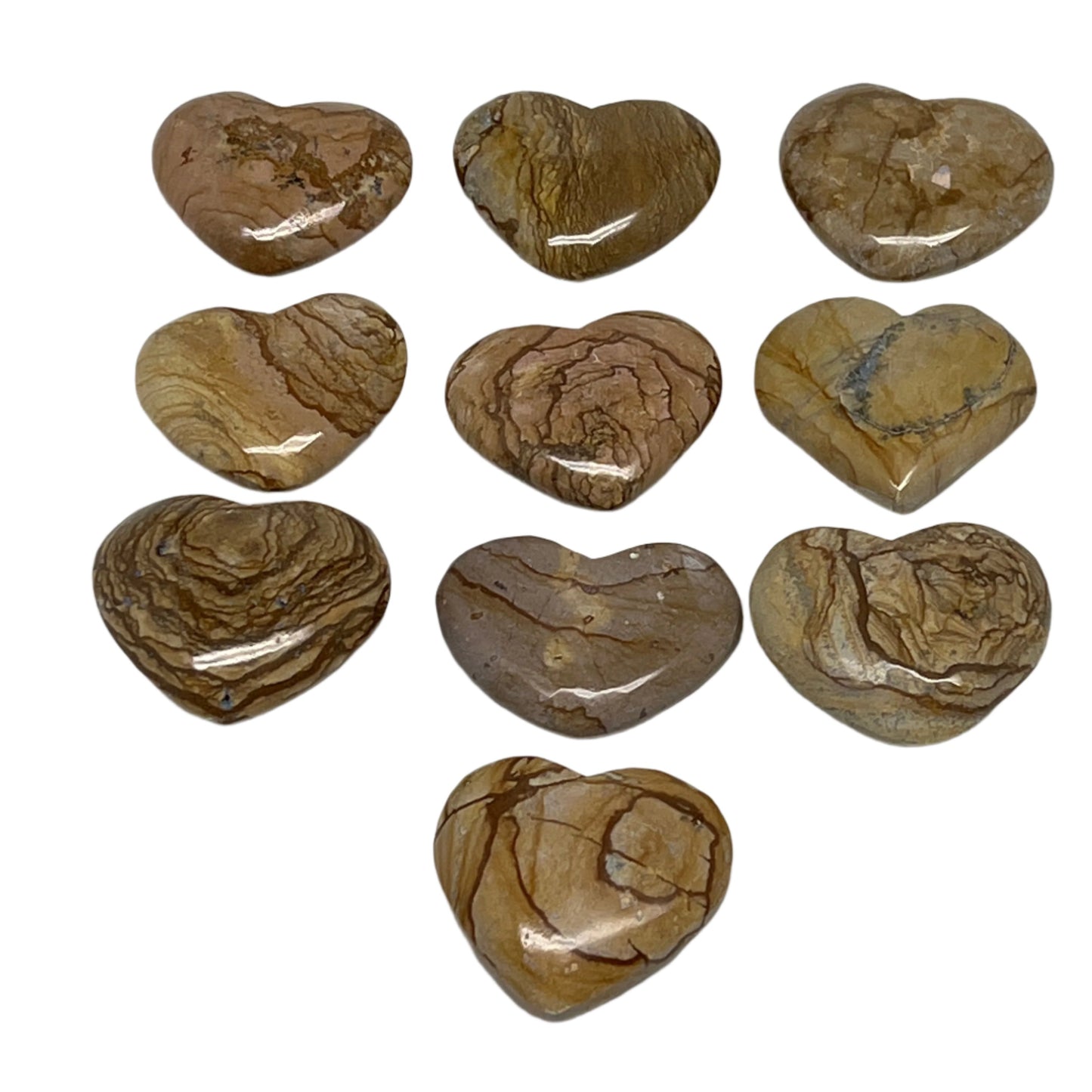460g, 10 pcs, 1.4"- 1.7", Picture Jaspers Hearts from Morocco, B20095