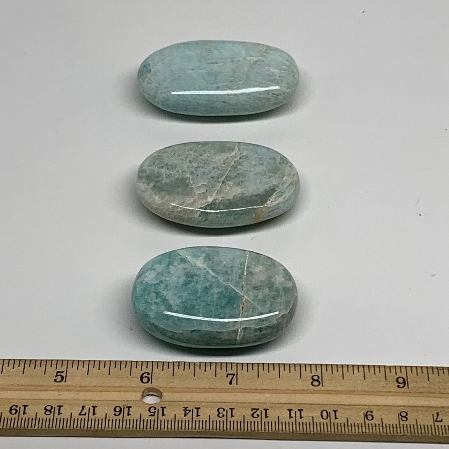 164.3g, 2"-2.4", 3pcs, Natural Amazonite Palm-Stone Tumbled Polished, B34721