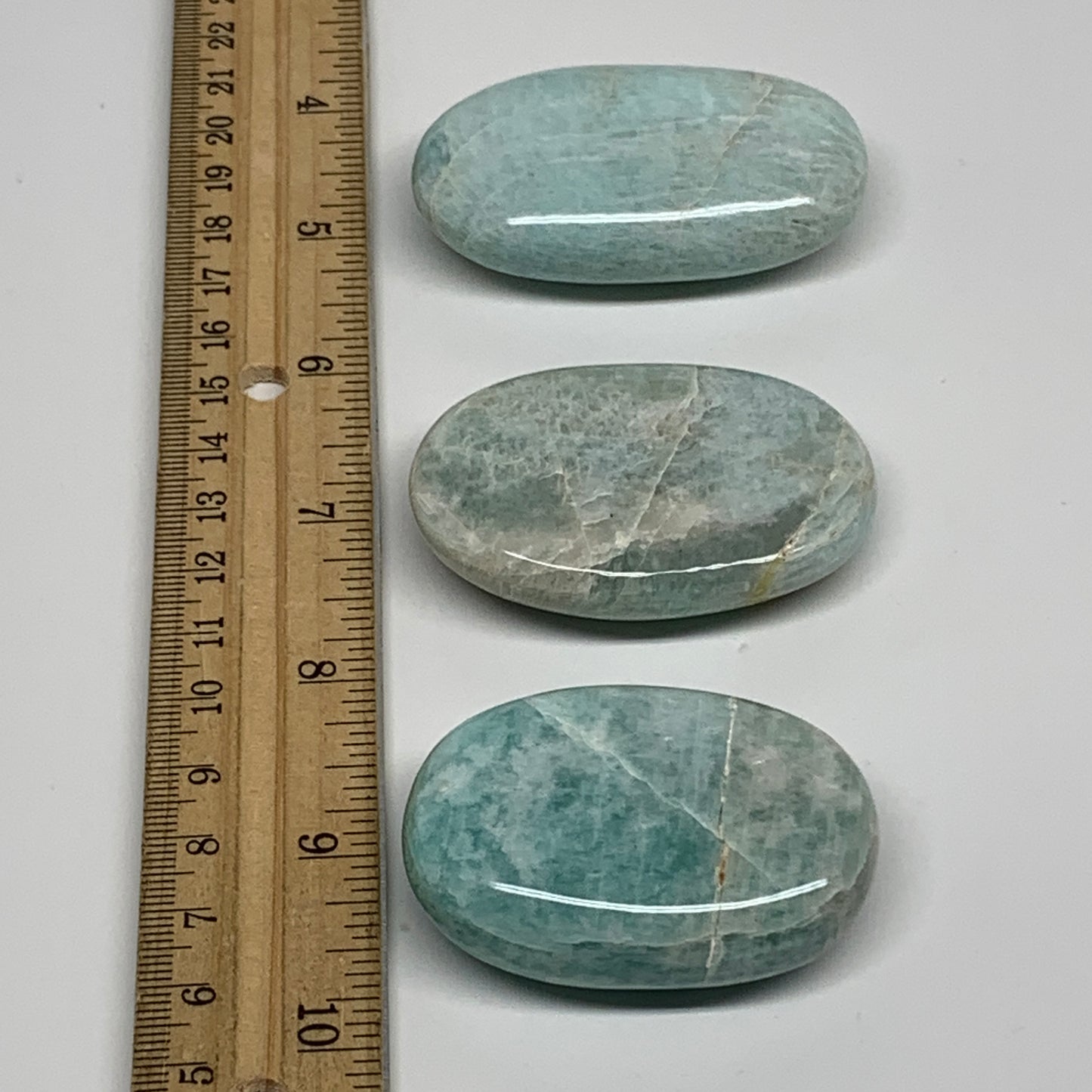 164.3g, 2"-2.4", 3pcs, Natural Amazonite Palm-Stone Tumbled Polished, B34721