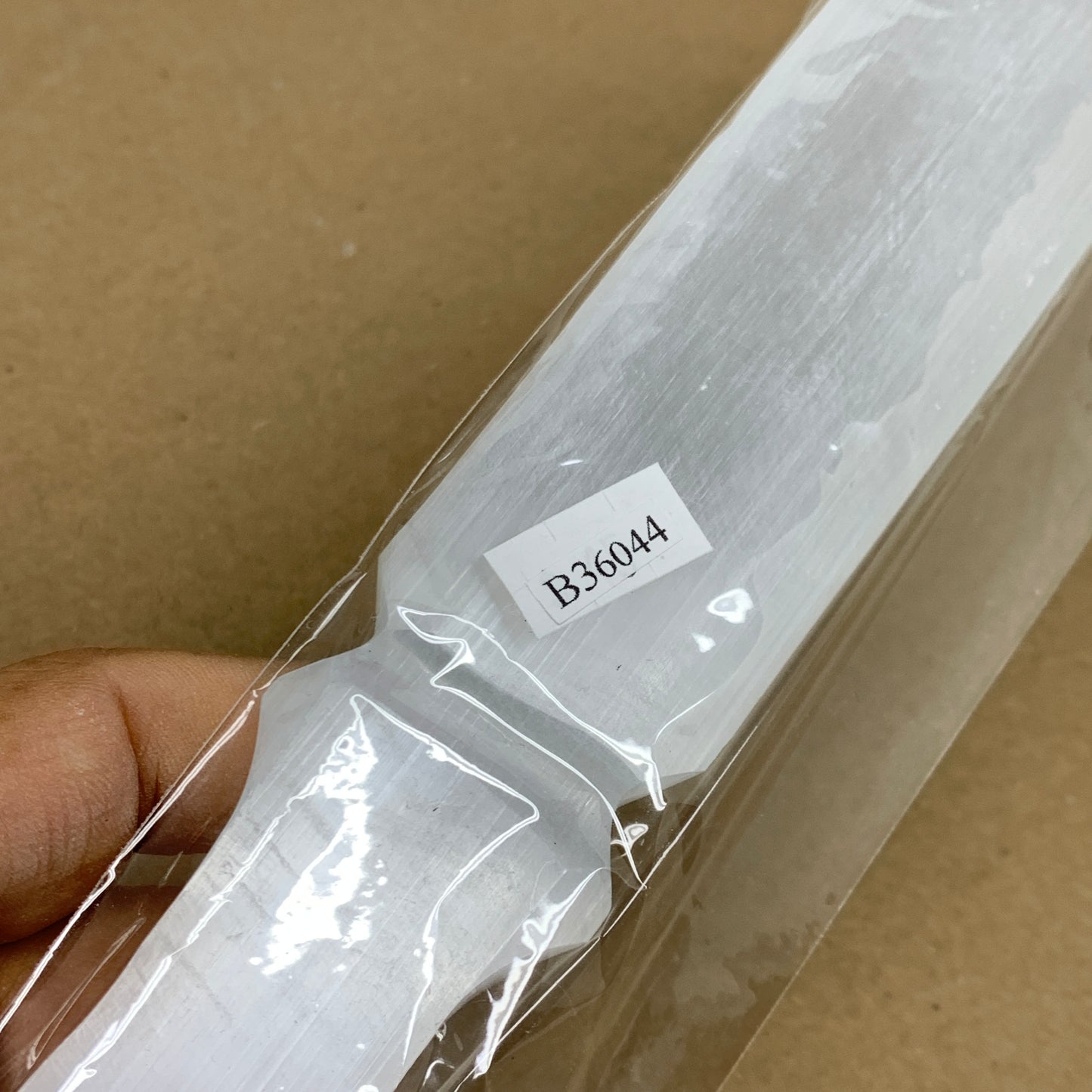 222g, 11.5"x1.5"x0.5", Natural Selenite Crystal Dagger (Satin Spar), B36044