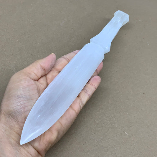 210g, 11.5"x1.4"x0.6", Natural Selenite Crystal Dagger (Satin Spar), B36045