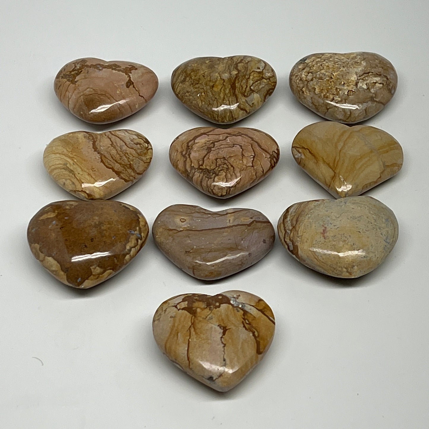 460g, 10 pcs, 1.4"- 1.7", Picture Jaspers Hearts from Morocco, B20095