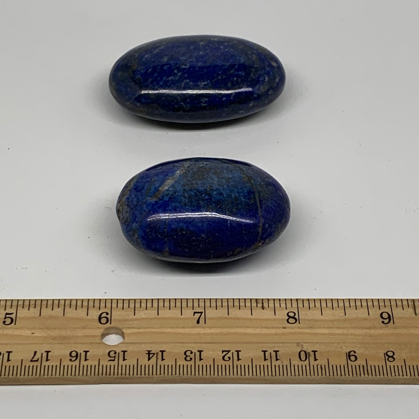 136g, 1.9"-2.2", 2pcs, Natural Lapis Lazuli Palm Stone @Afghanistan, B36927