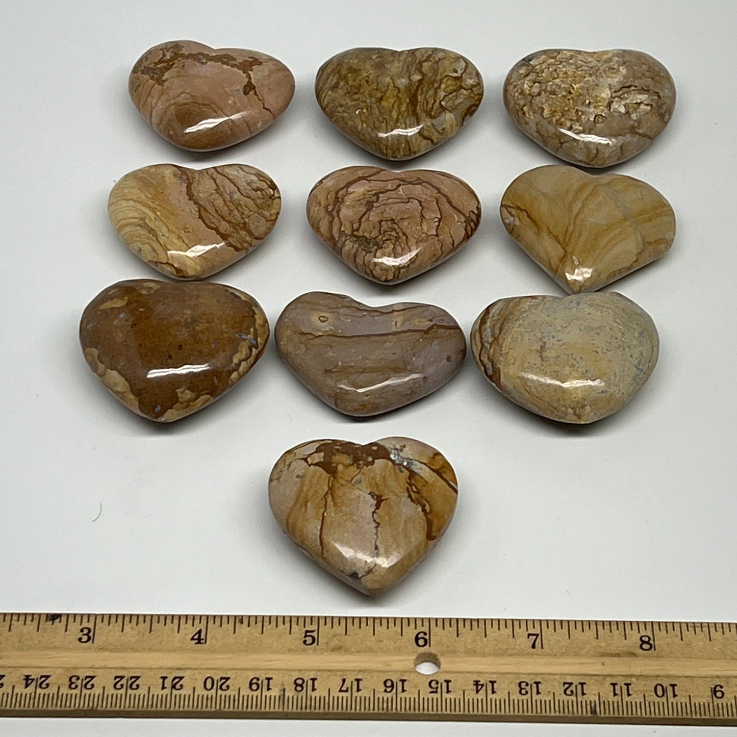 460g, 10 pcs, 1.4"- 1.7", Picture Jaspers Hearts from Morocco, B20095