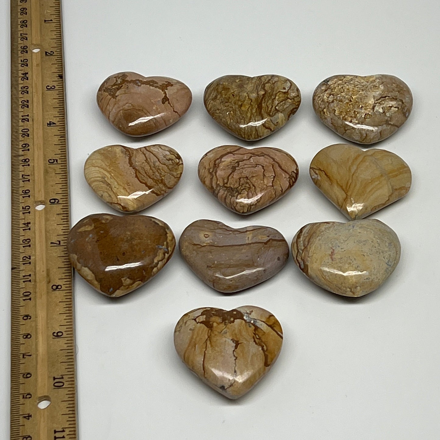 460g, 10 pcs, 1.4"- 1.7", Picture Jaspers Hearts from Morocco, B20095