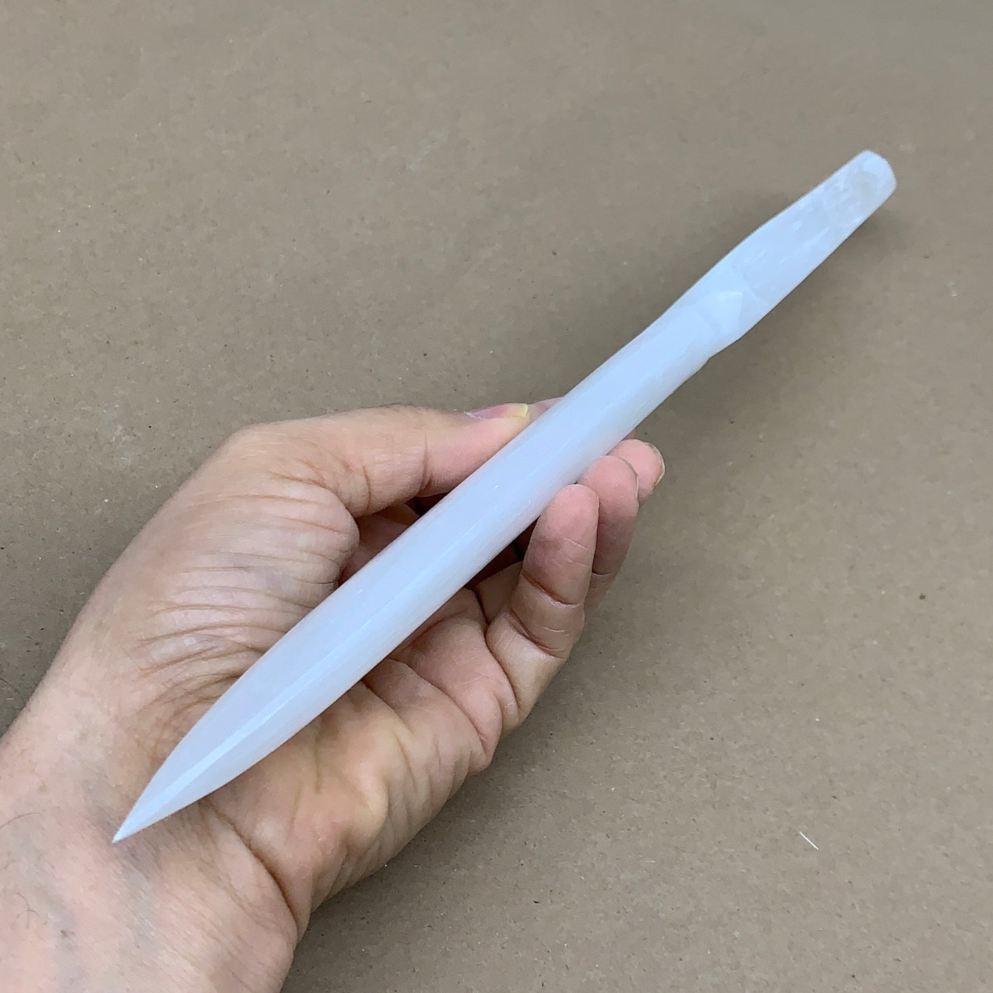 210g, 11.5"x1.4"x0.6", Natural Selenite Crystal Dagger (Satin Spar), B36045