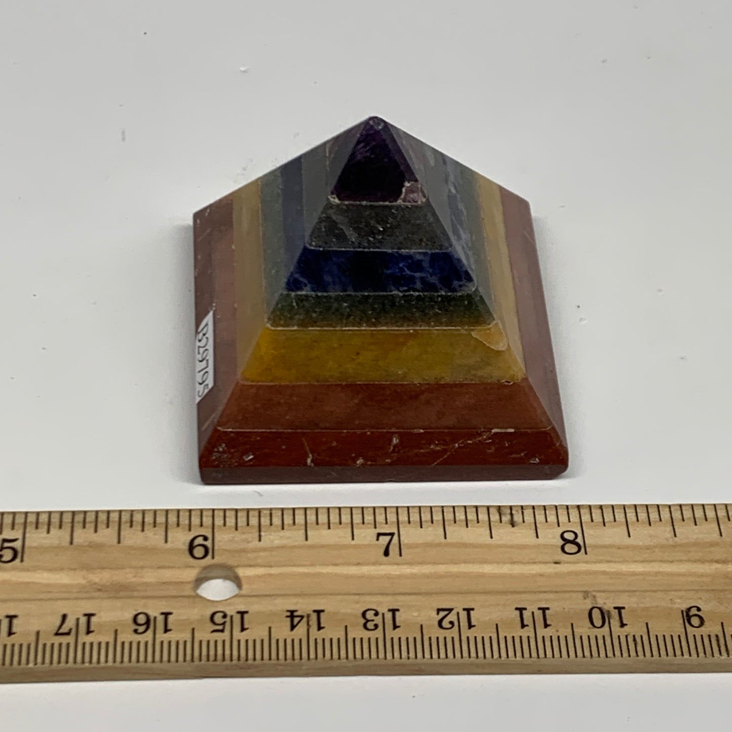 138.1g, 1.8"x2.1", 7 Chakra Pyramid Bonded Gemstone,Healing Crystal, B29795