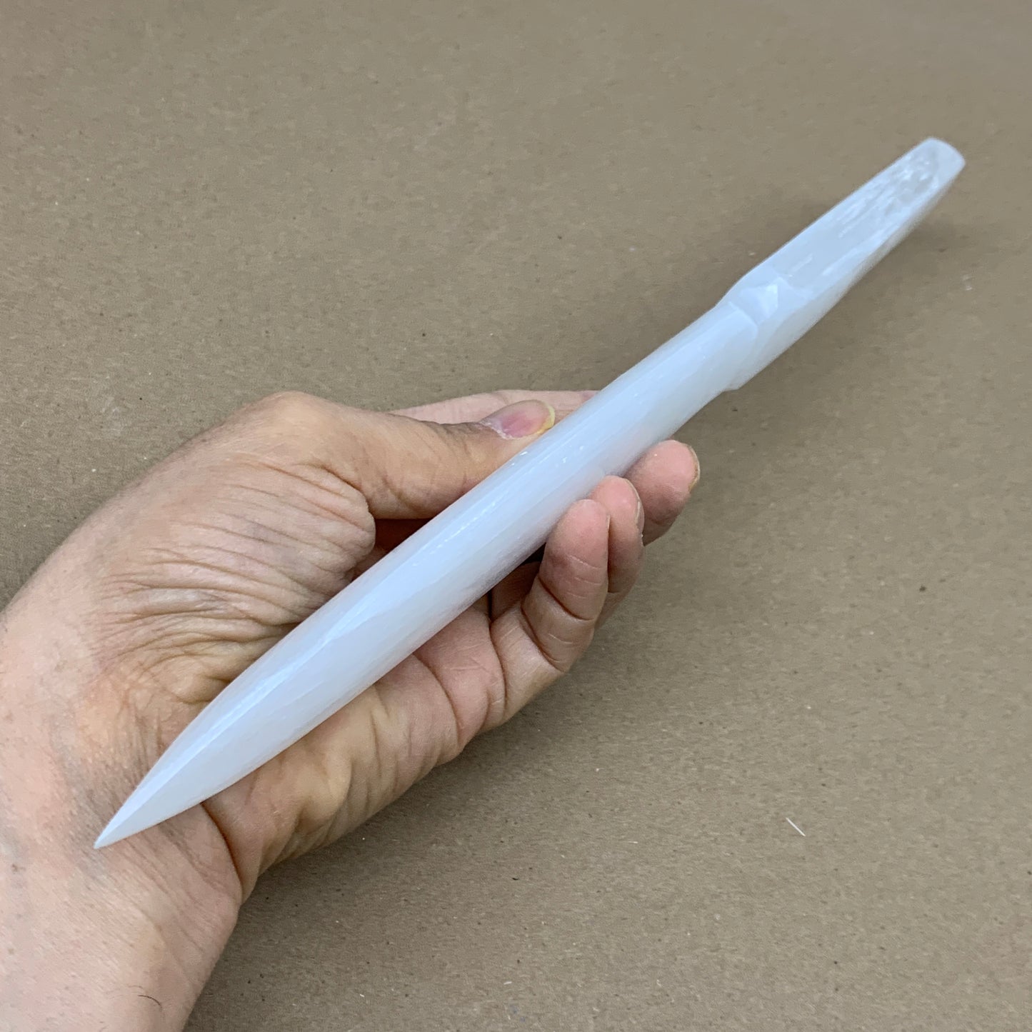 210g, 11.5"x1.4"x0.6", Natural Selenite Crystal Dagger (Satin Spar), B36045