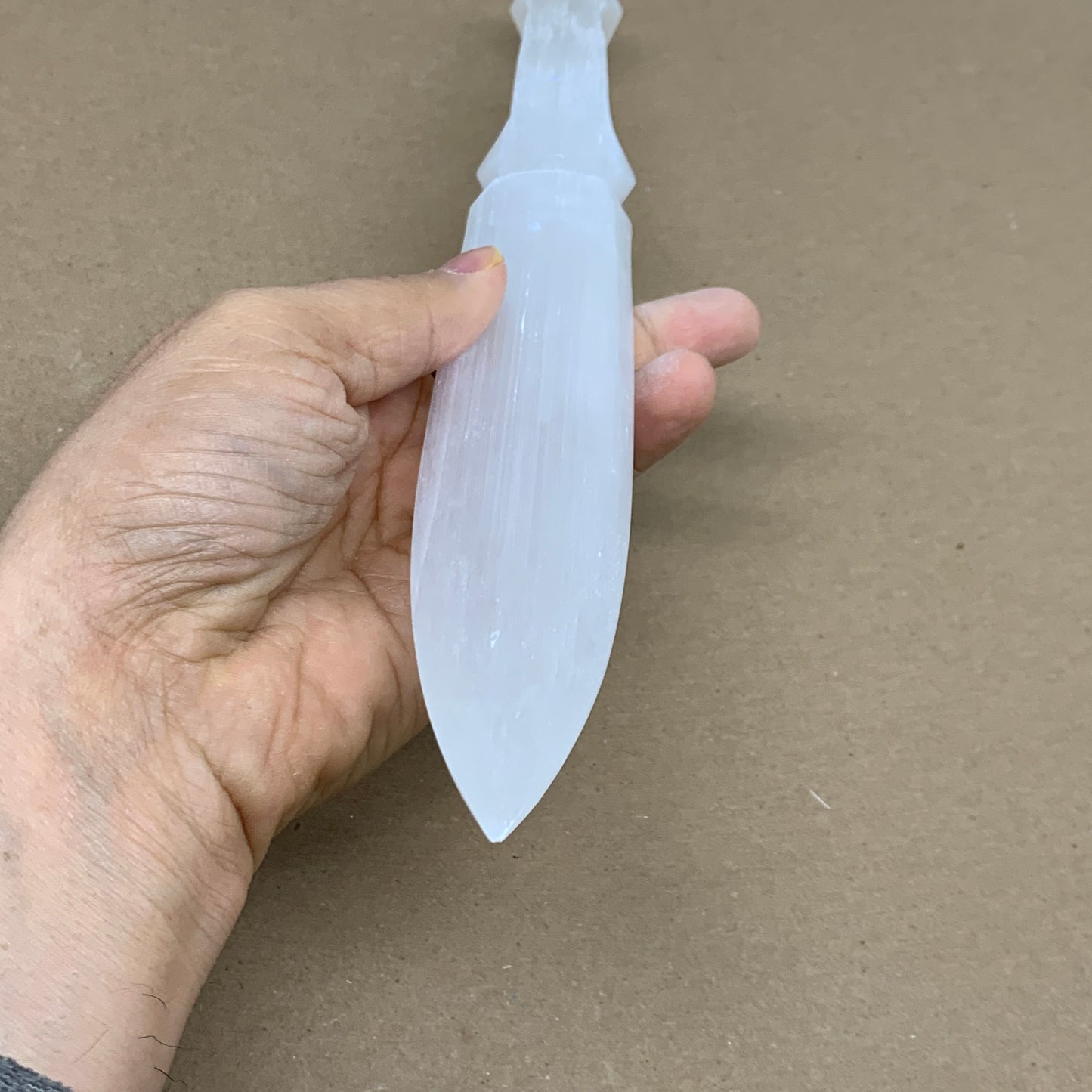 210g, 11.5"x1.4"x0.6", Natural Selenite Crystal Dagger (Satin Spar), B36045
