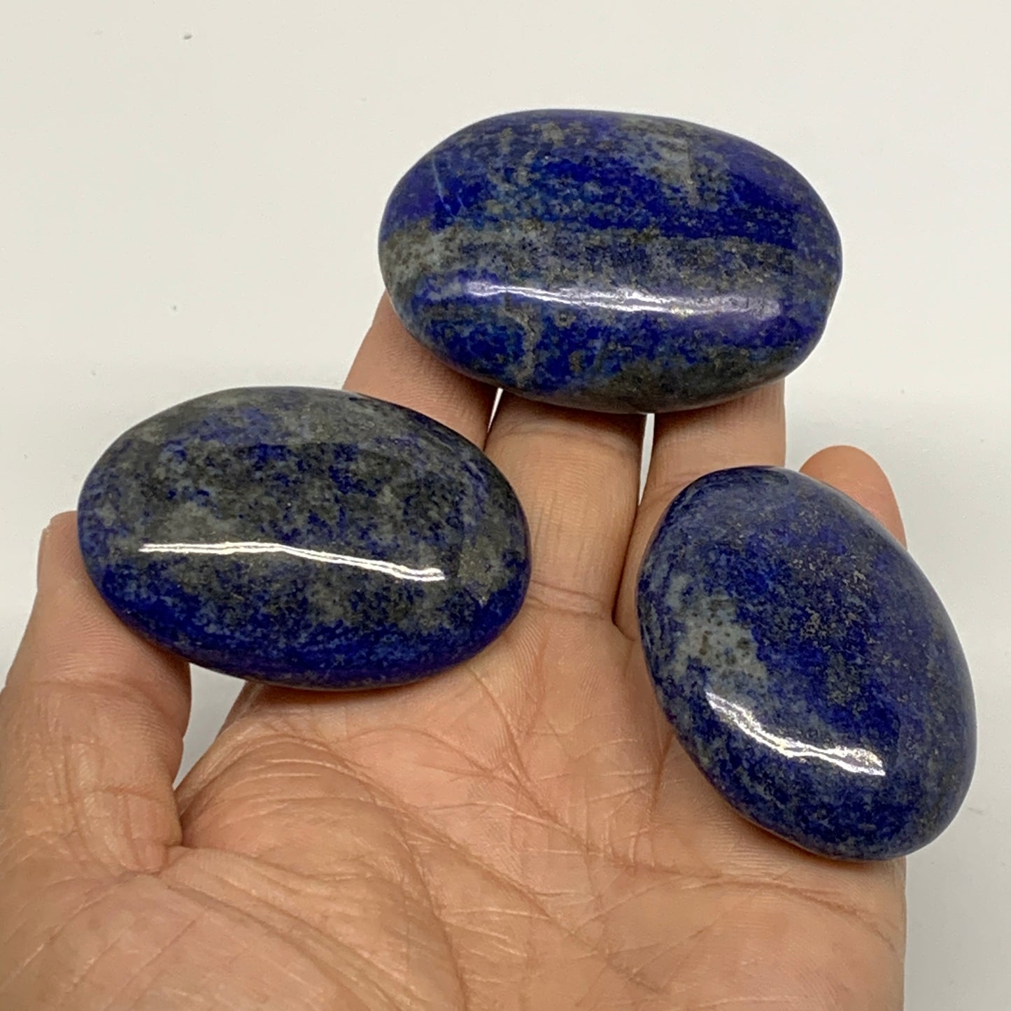 180g, 2"-2.2", 3pcs, Natural Lapis Lazuli Palm Stone @Afghanistan, B36928