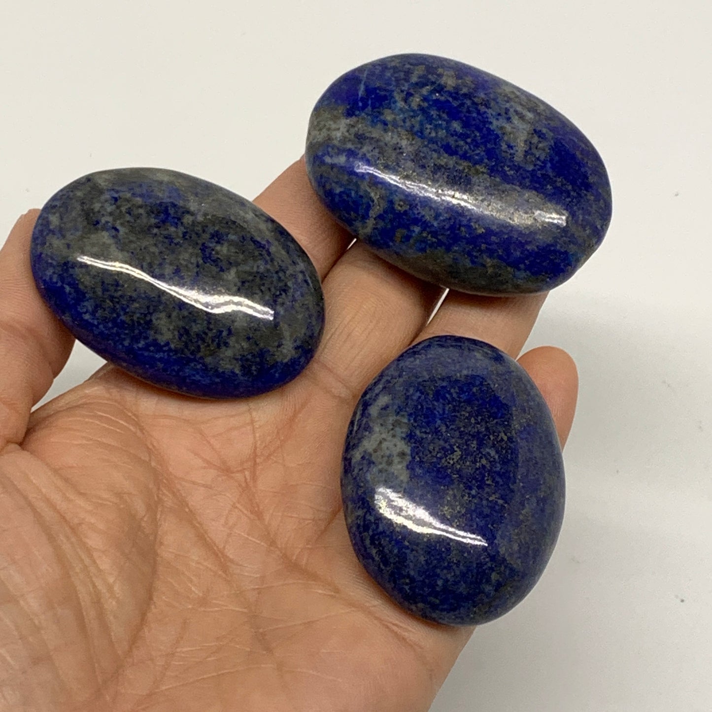 180g, 2"-2.2", 3pcs, Natural Lapis Lazuli Palm Stone @Afghanistan, B36928