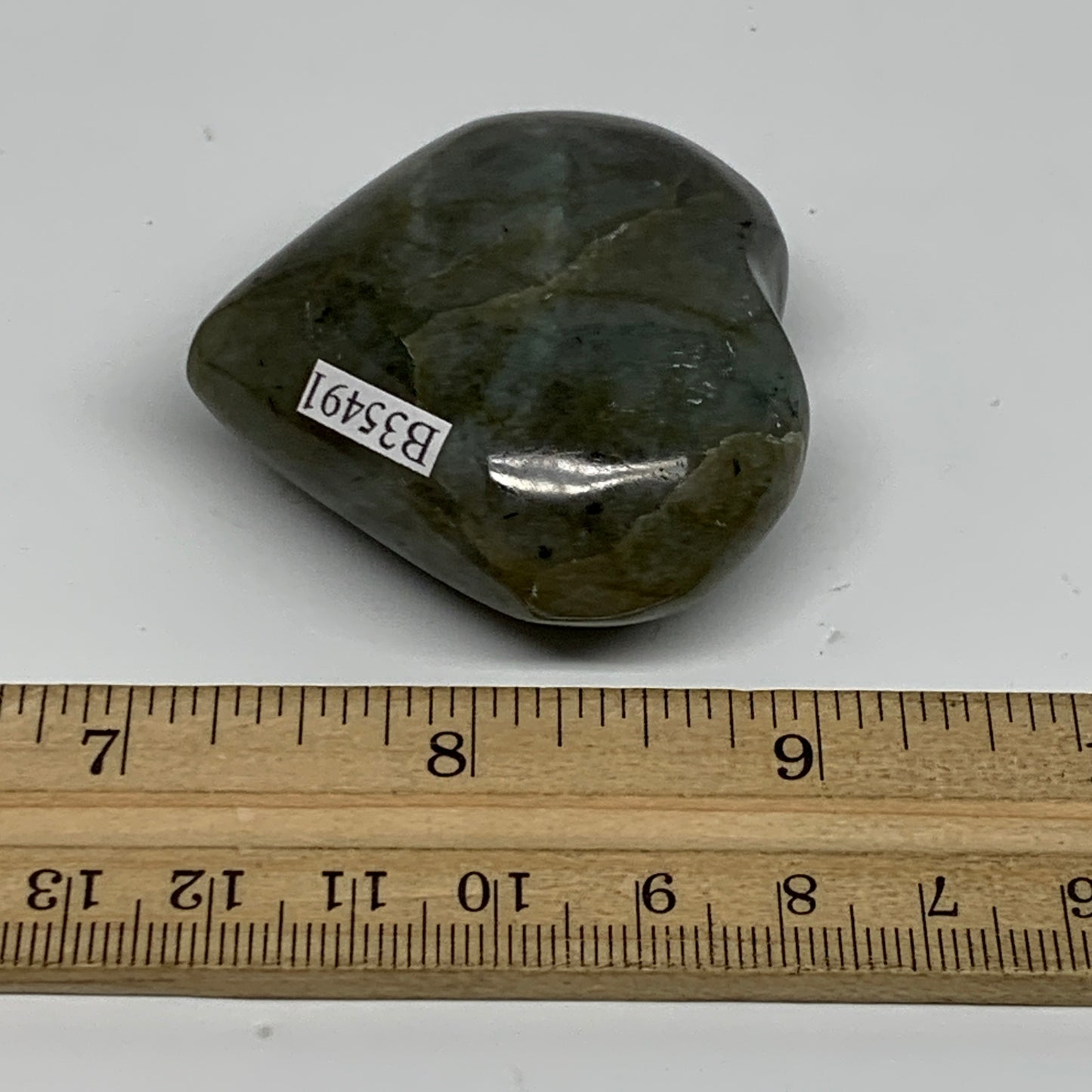 76.2g, 1.9"x2.1"x0.9", Natural Labradorite Heart Polished Crystal, B35491