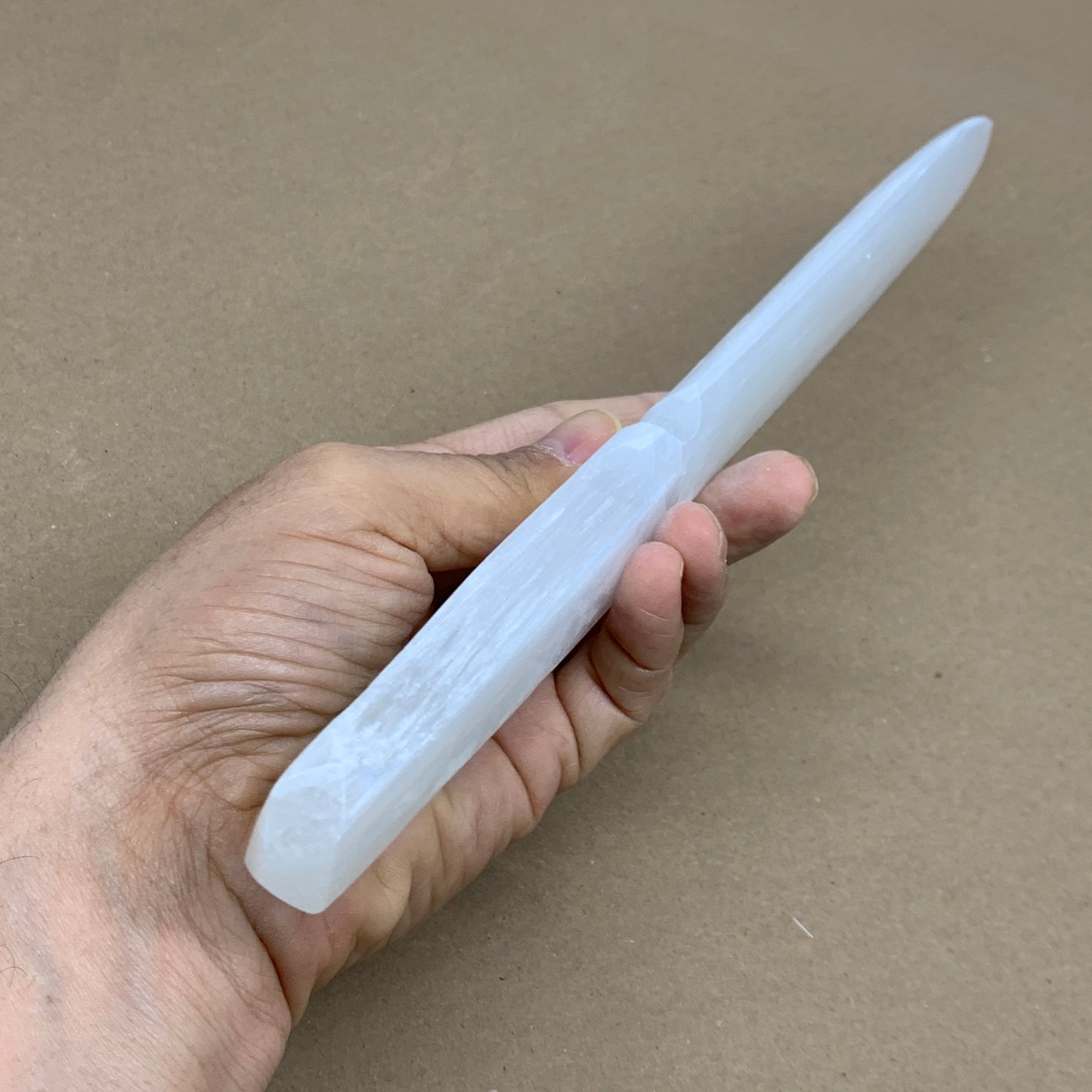 210g, 11.5"x1.4"x0.6", Natural Selenite Crystal Dagger (Satin Spar), B36045