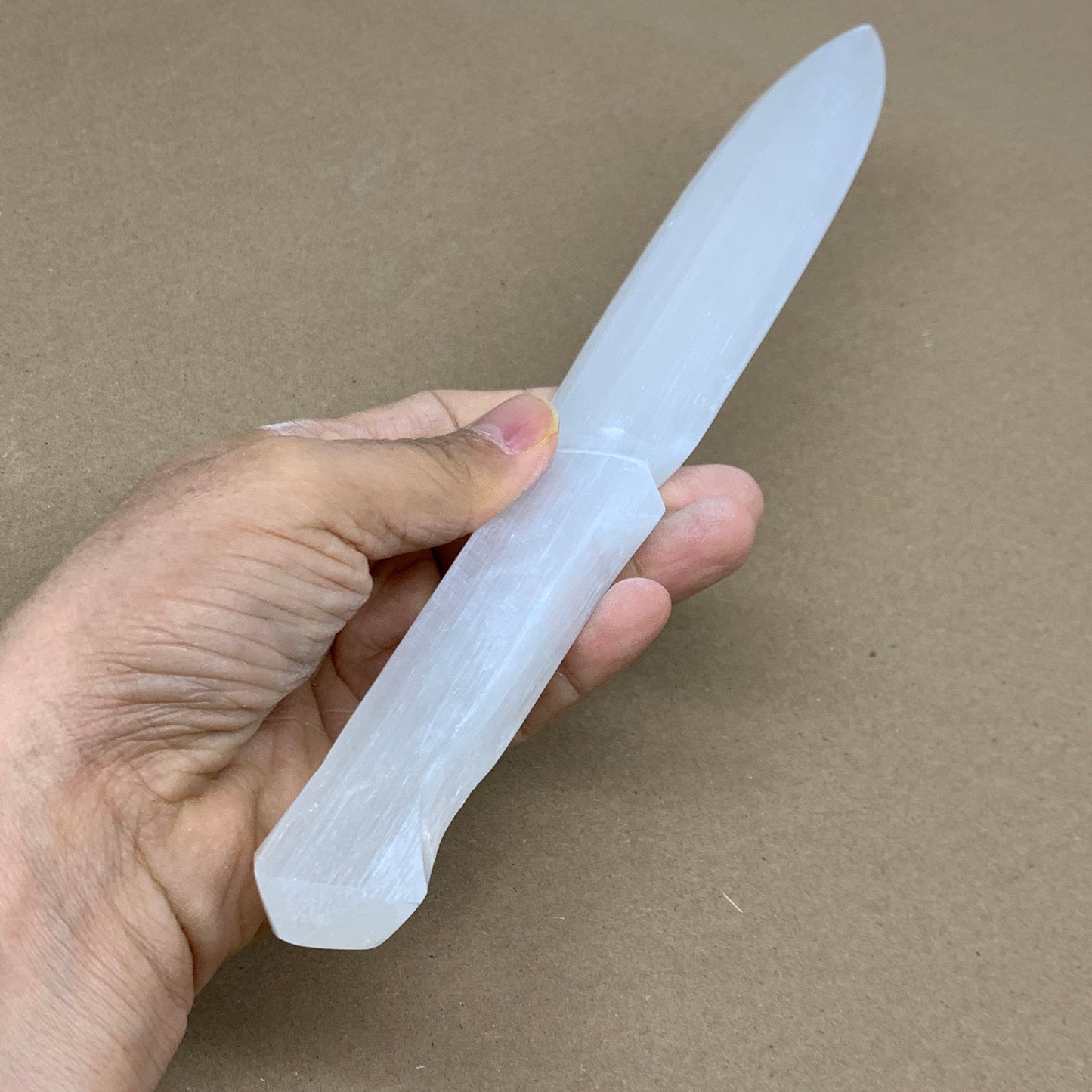 210g, 11.5"x1.4"x0.6", Natural Selenite Crystal Dagger (Satin Spar), B36045