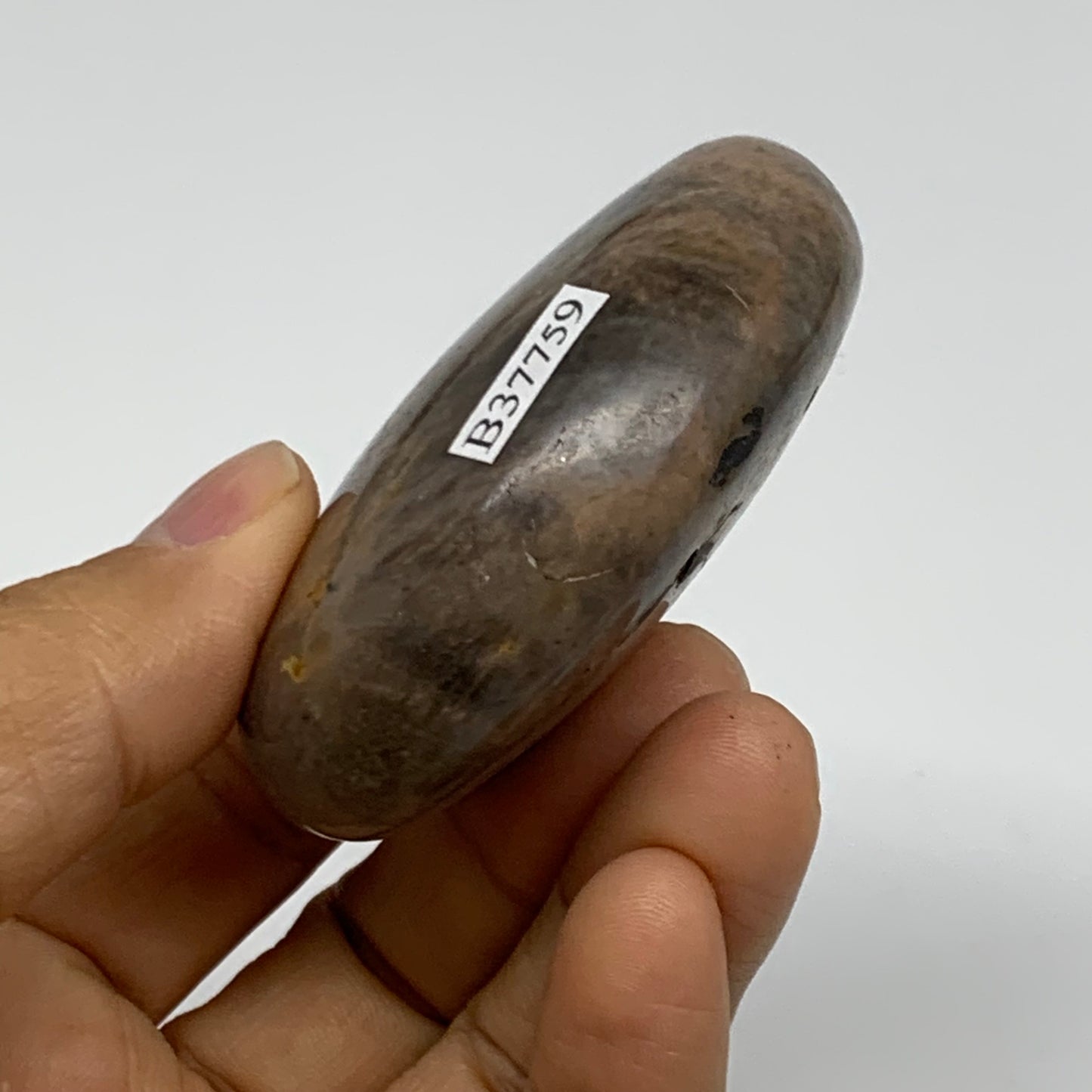 108.4g, 2.4"x1.9"x1",  Black Moonstone Crystal Palm-Stone Polished, B37759