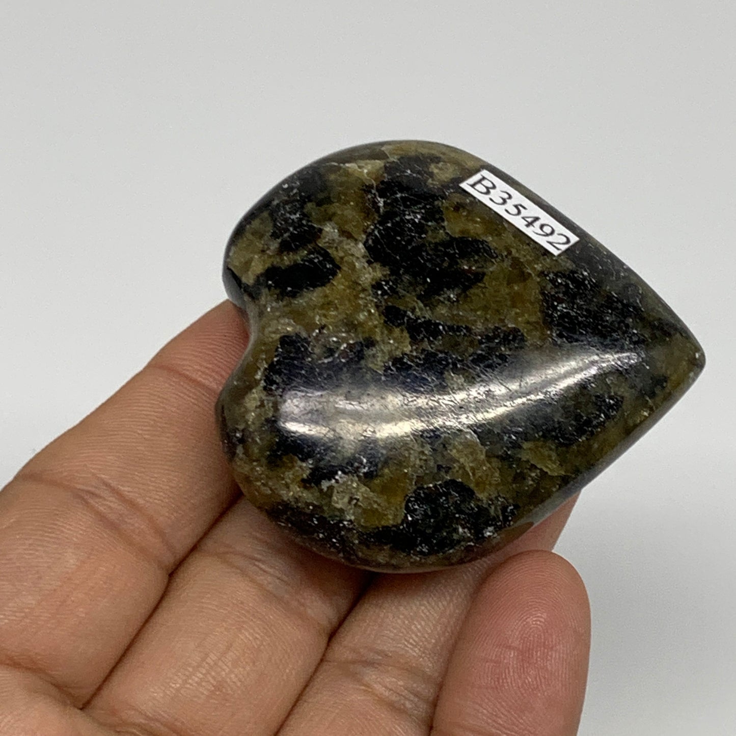 72.7g, 2"x2"x0.8", Natural Labradorite Heart Polished Crystal, B35492