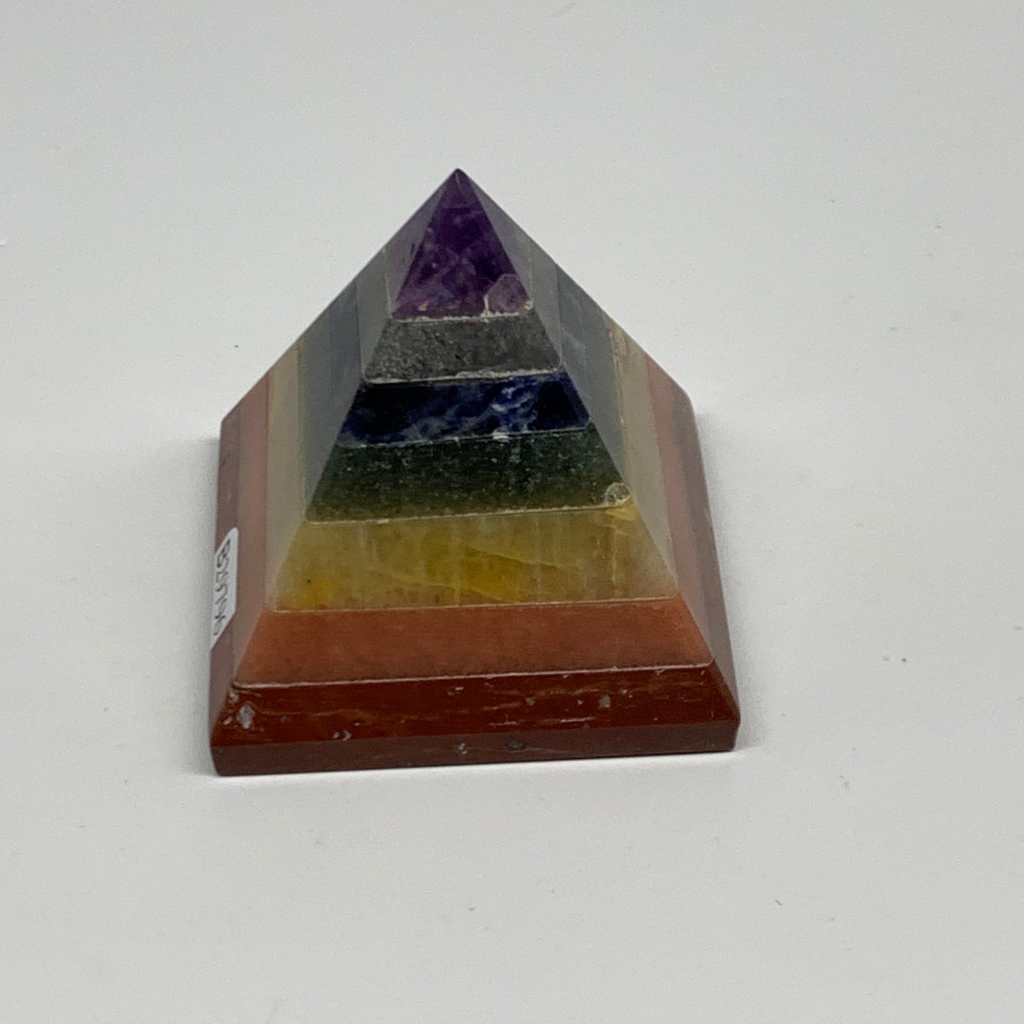 164.5g, 2.1"x2.1", 7 Chakra Pyramid Bonded Gemstone,Healing Crystal, B29796