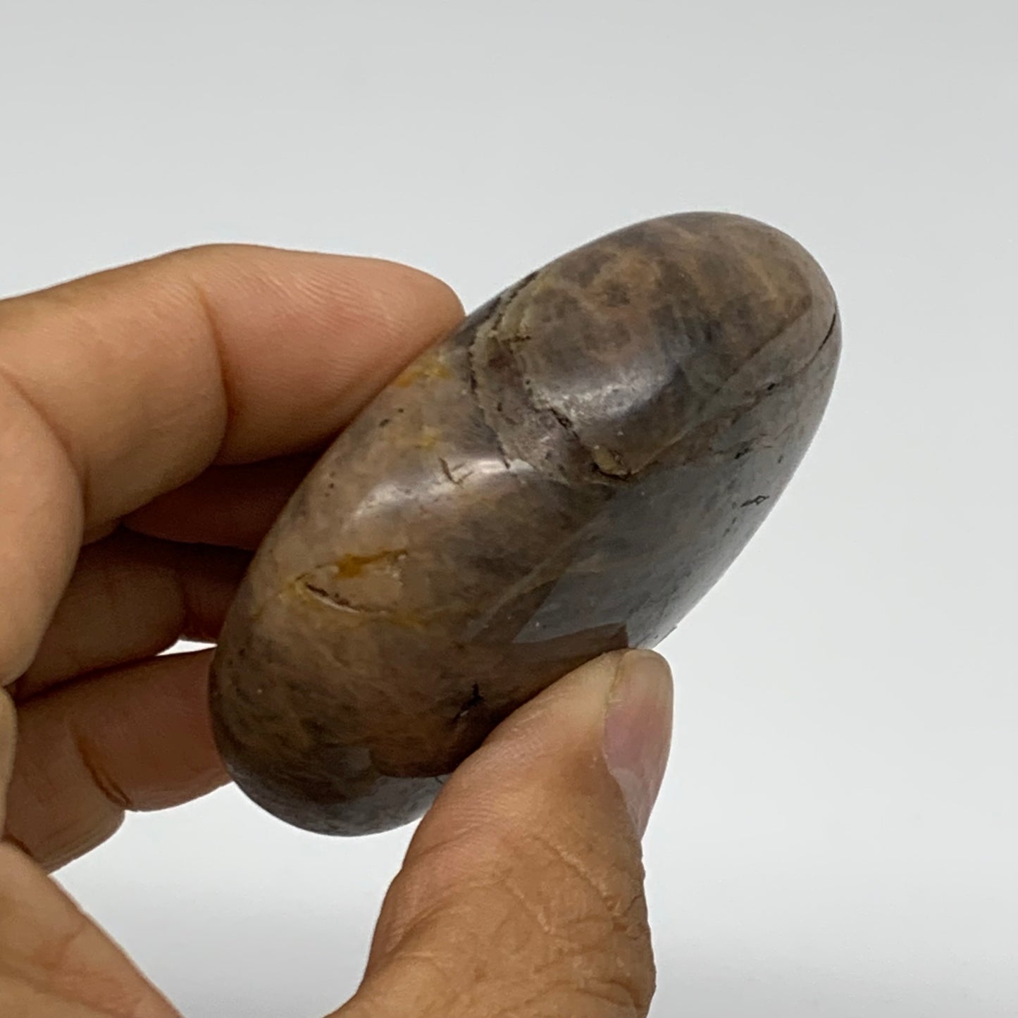 108.4g, 2.4"x1.9"x1",  Black Moonstone Crystal Palm-Stone Polished, B37759