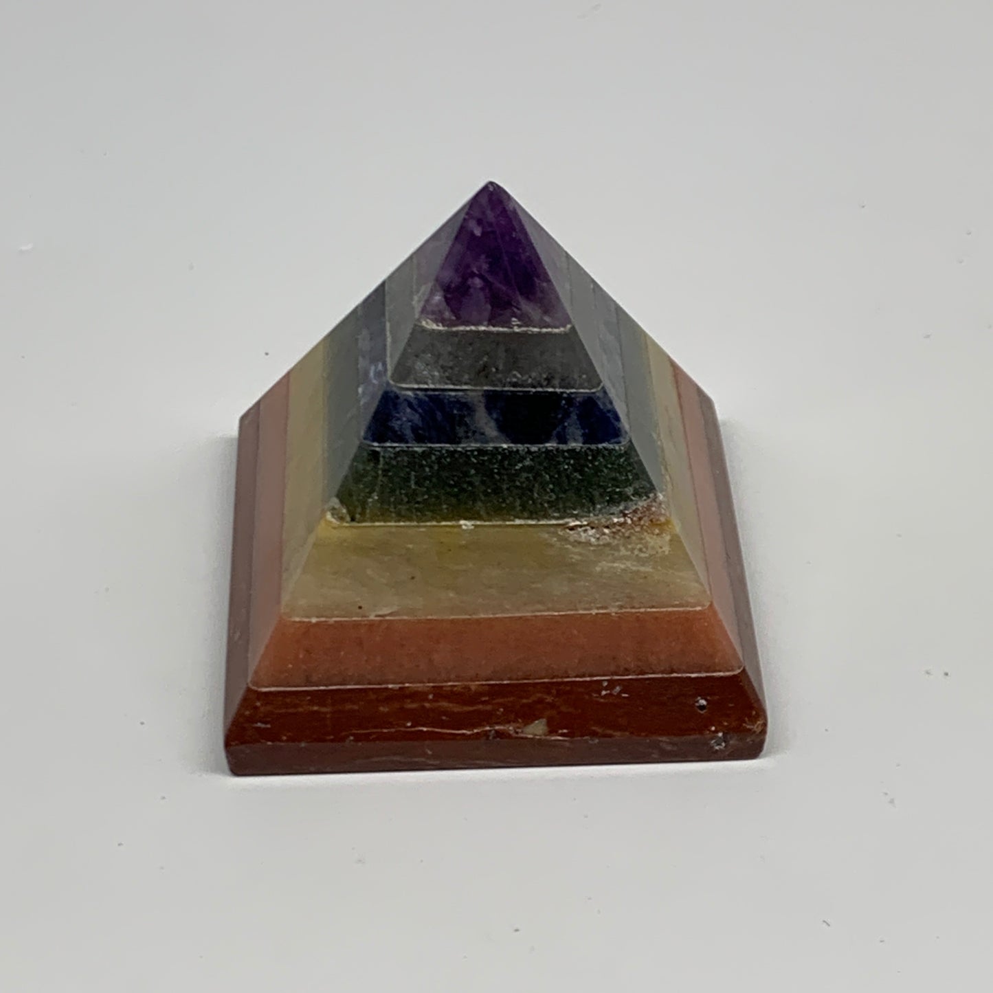 164.5g, 2.1"x2.1", 7 Chakra Pyramid Bonded Gemstone,Healing Crystal, B29796