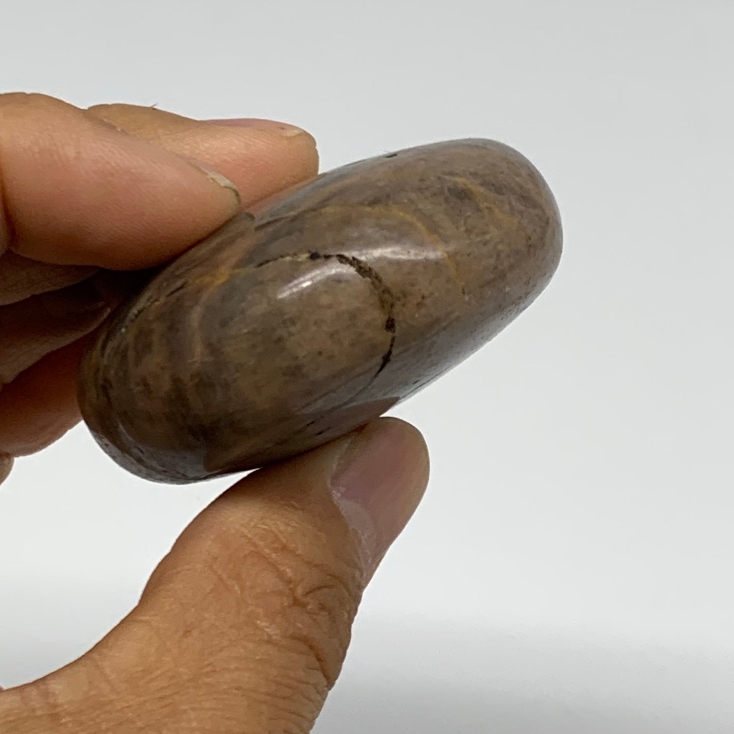 108.4g, 2.4"x1.9"x1",  Black Moonstone Crystal Palm-Stone Polished, B37759