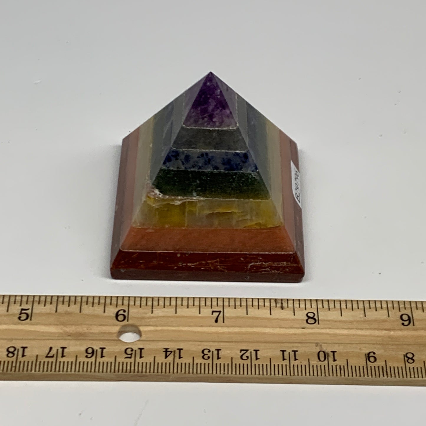 164.5g, 2.1"x2.1", 7 Chakra Pyramid Bonded Gemstone,Healing Crystal, B29796