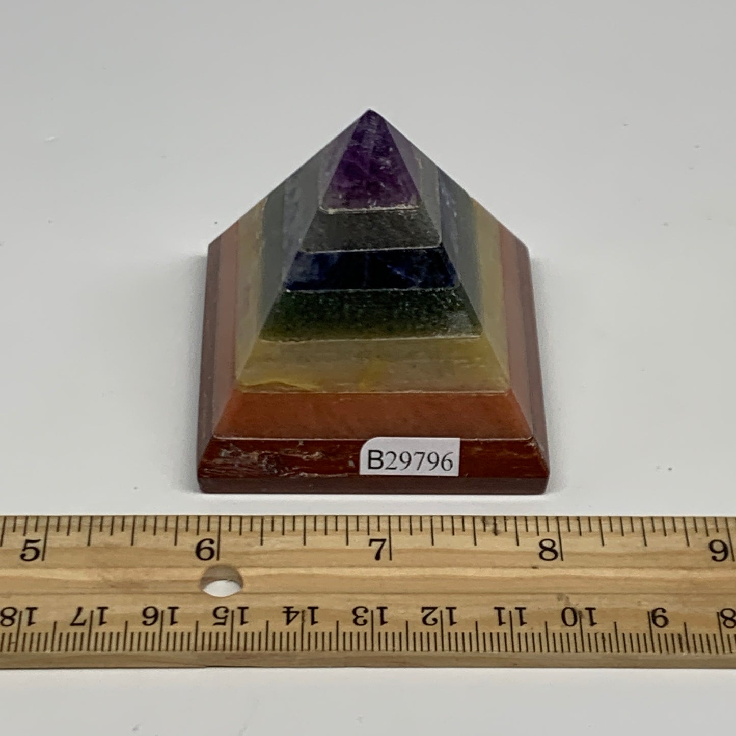 164.5g, 2.1"x2.1", 7 Chakra Pyramid Bonded Gemstone,Healing Crystal, B29796