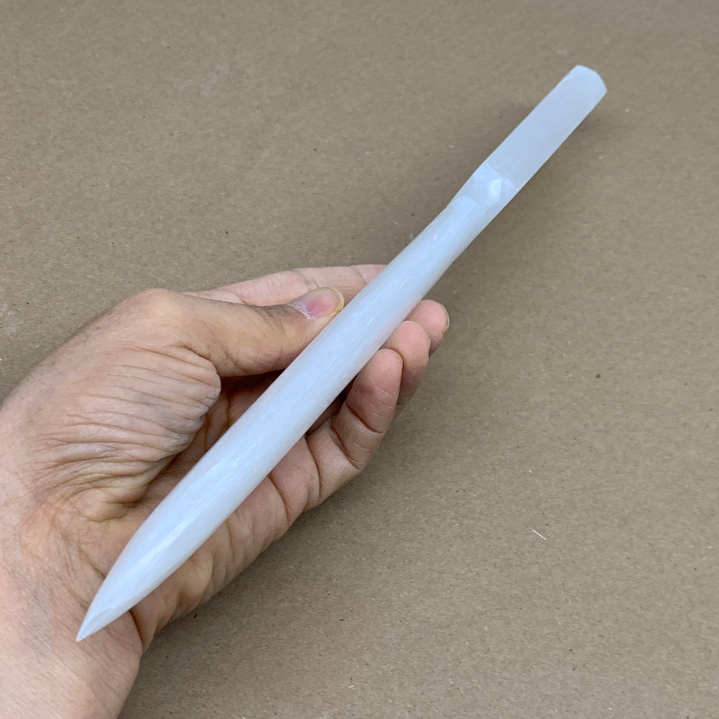250g, 11.5"x1.6"x0.6", Natural Selenite Crystal Dagger (Satin Spar), B36046