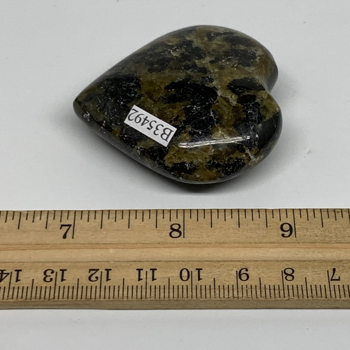 72.7g, 2"x2"x0.8", Natural Labradorite Heart Polished Crystal, B35492