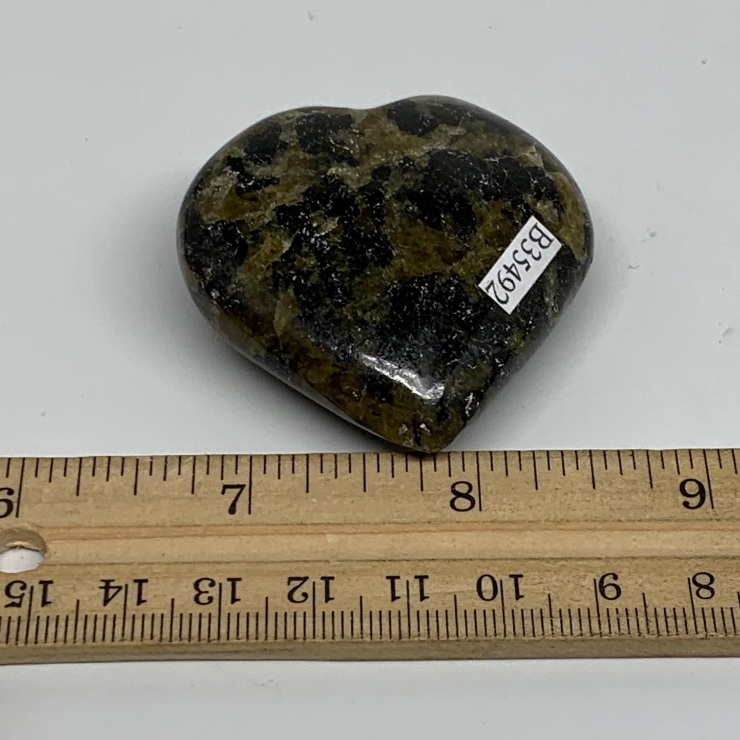 72.7g, 2"x2"x0.8", Natural Labradorite Heart Polished Crystal, B35492