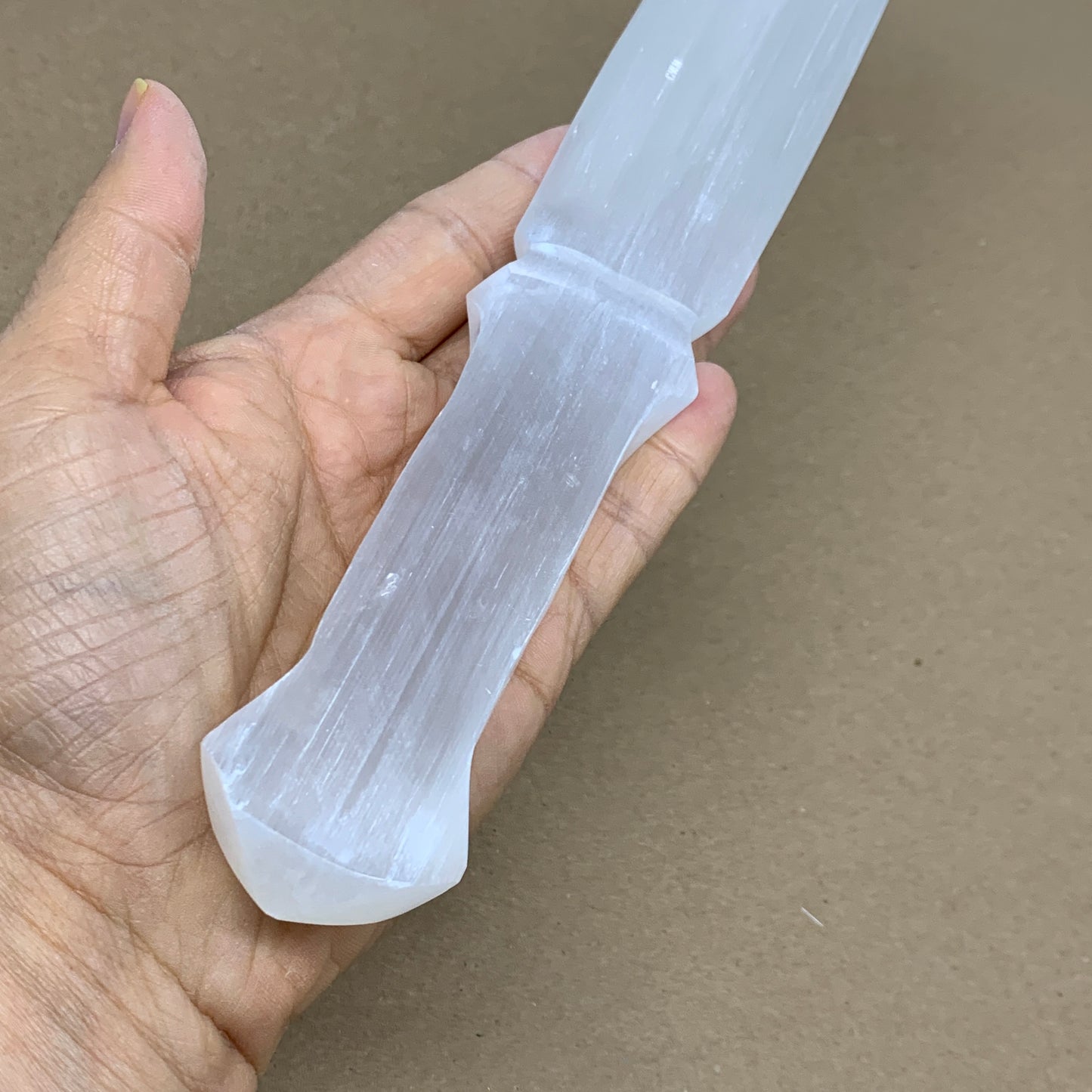 250g, 11.5"x1.6"x0.6", Natural Selenite Crystal Dagger (Satin Spar), B36046