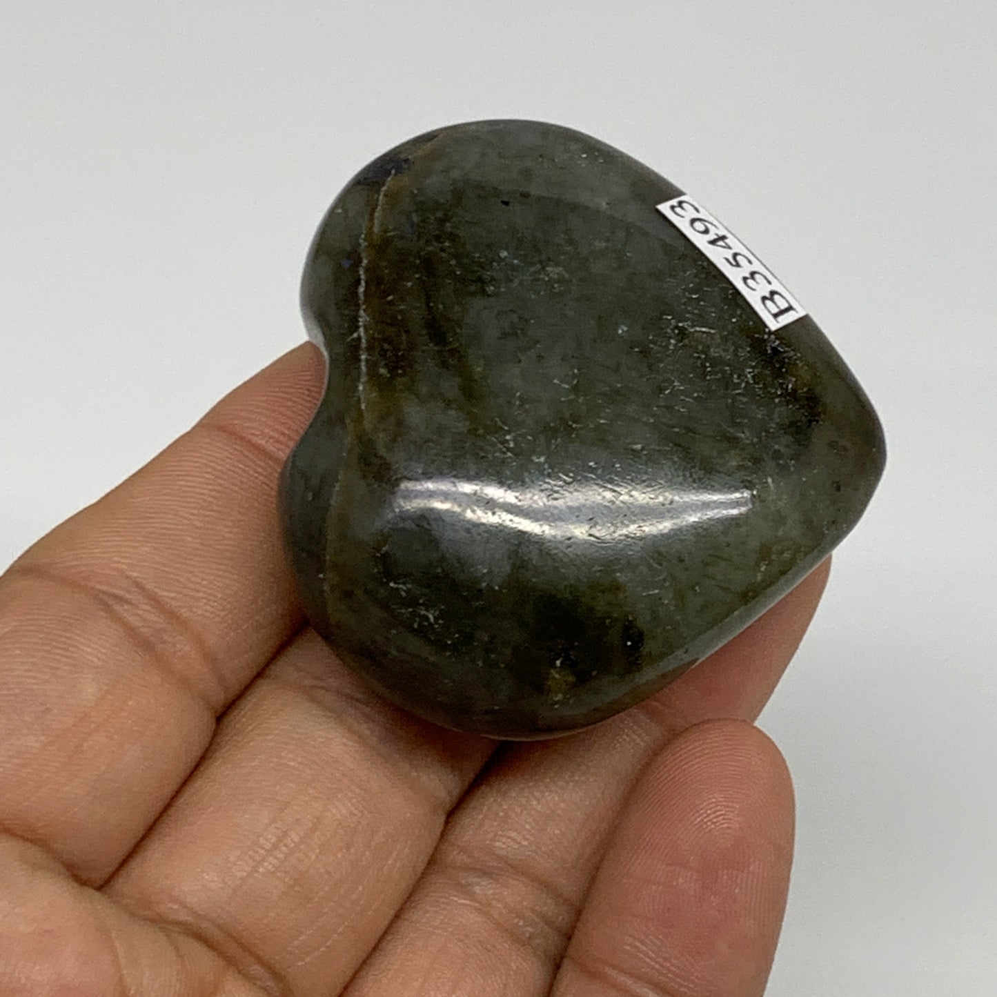 61.1g, 1.8"x2"x0.8", Natural Labradorite Heart Polished Crystal, B35493